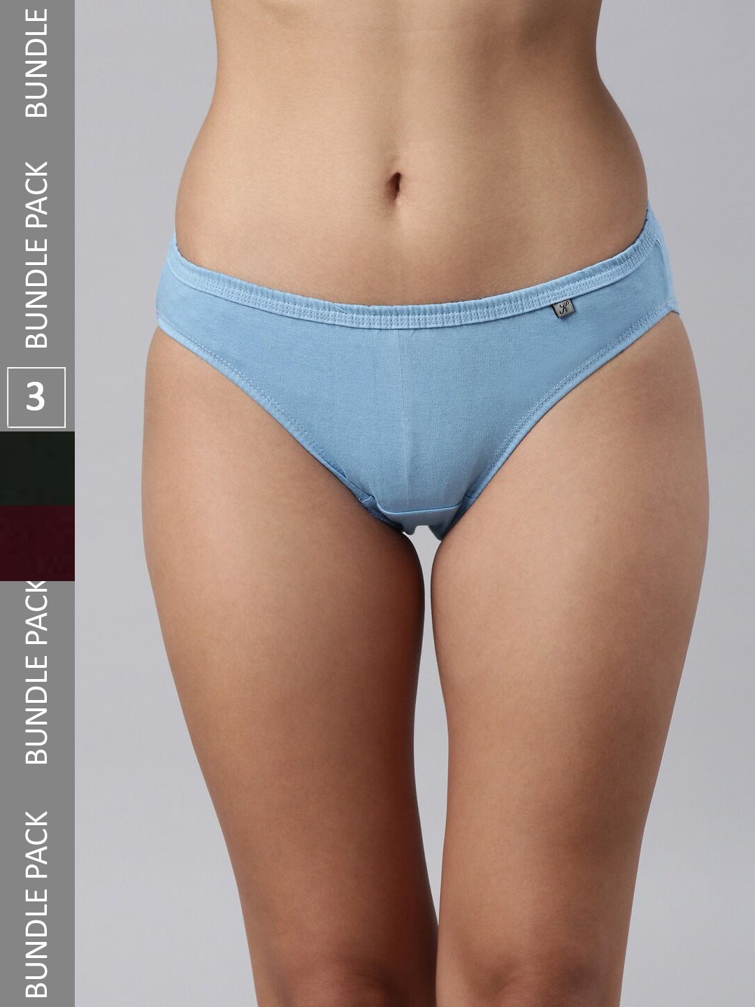 

Kryptic Women Pack Of 3 Pure Cotton Bikini Briefs, Blue