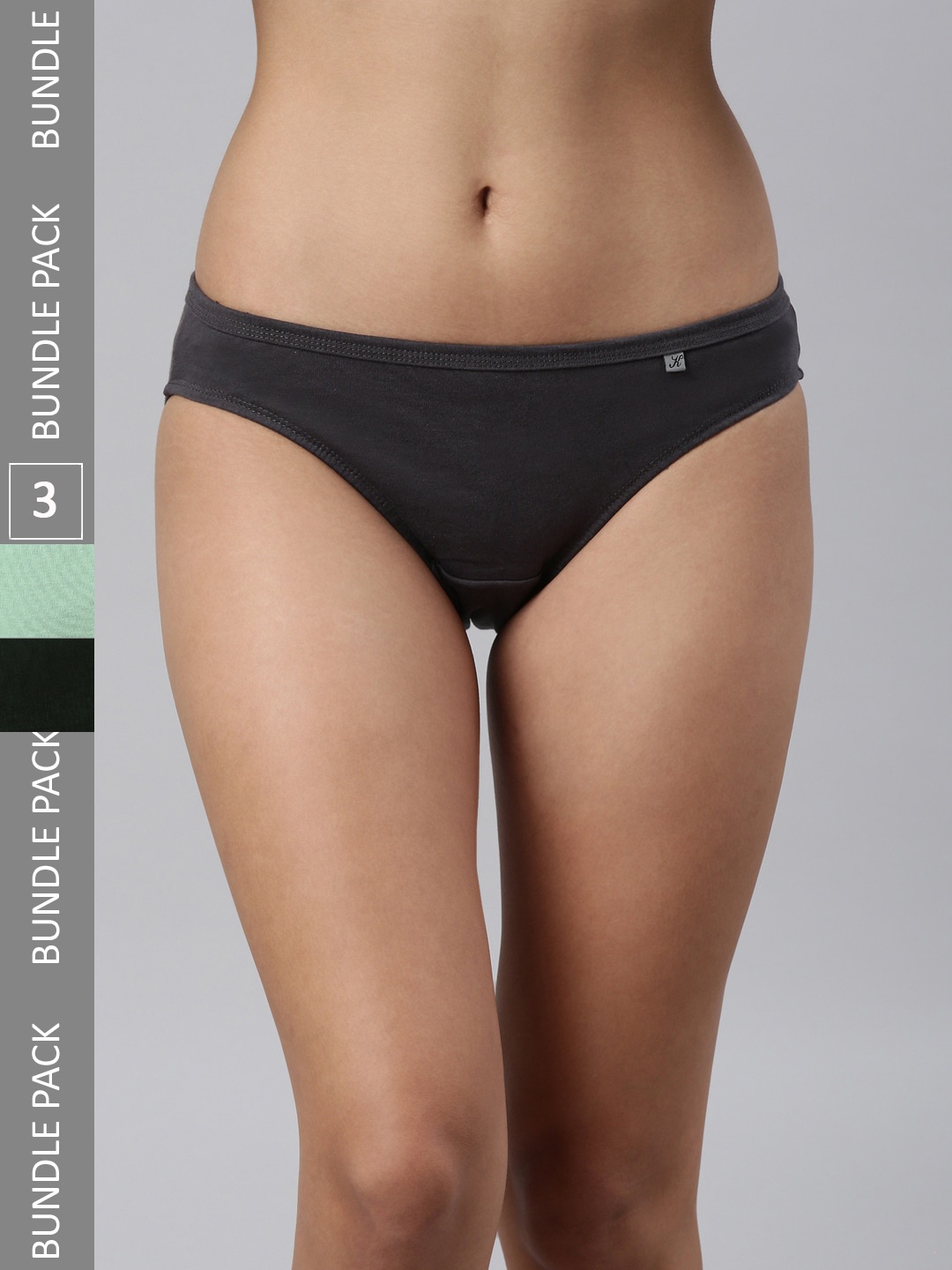 

Kryptic Women Pack Of 3 Pure Cotton Bikini Briefs, Black