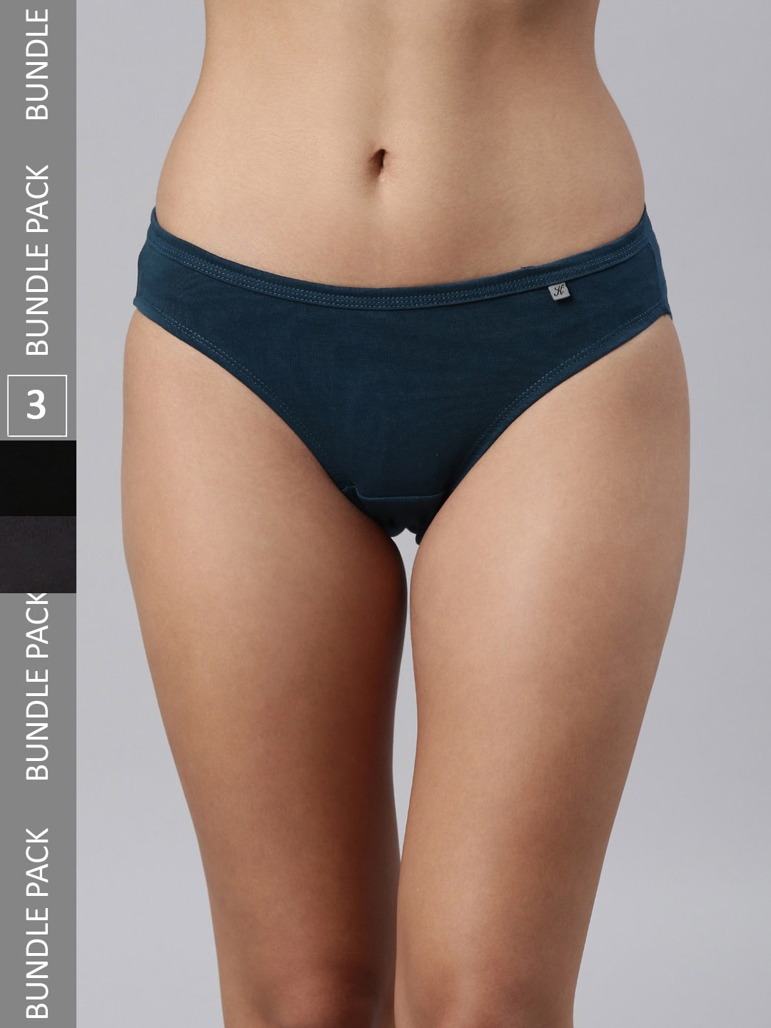 

Kryptic Women Pack Of 3 Pure Cotton bikini briefs, Blue
