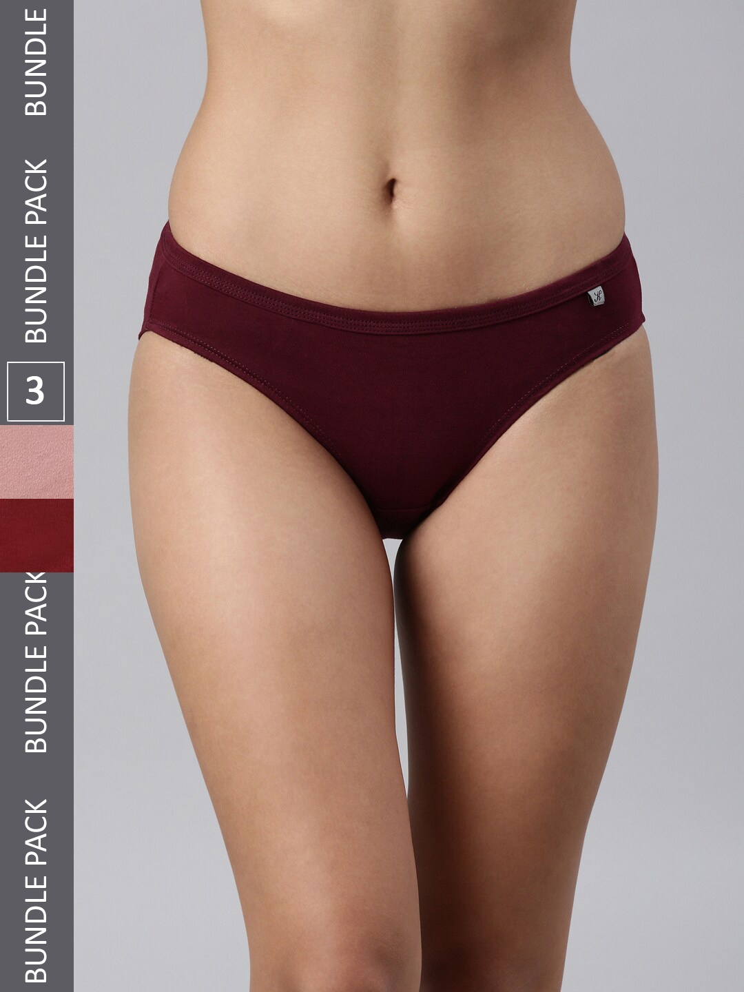 

Kryptic Women Pack Of 3 Pure Cotton Bikini Briefs, Pink
