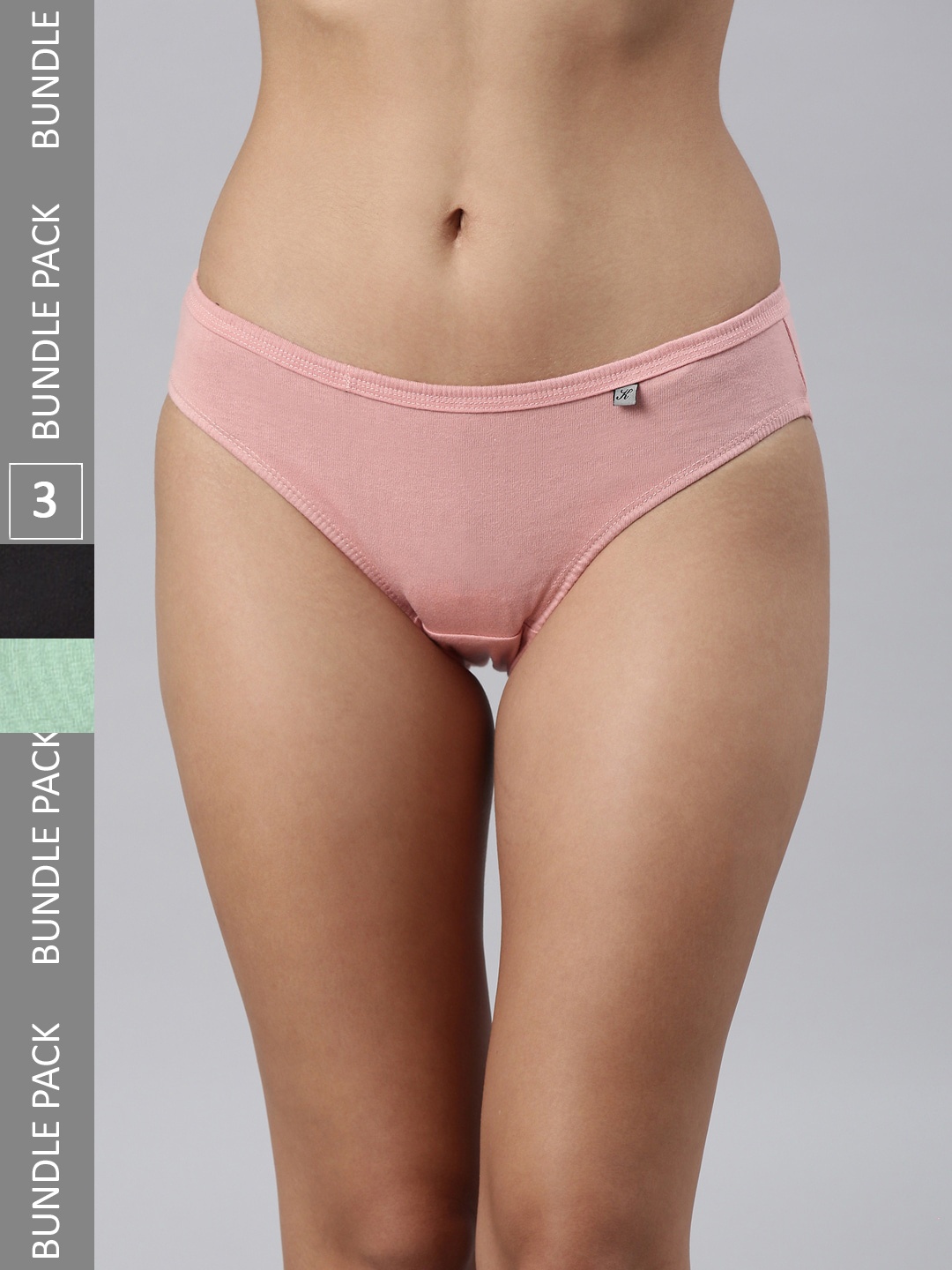 

Kryptic Women Pack Of 3 Pure Cotton Bikini Briefs, Pink