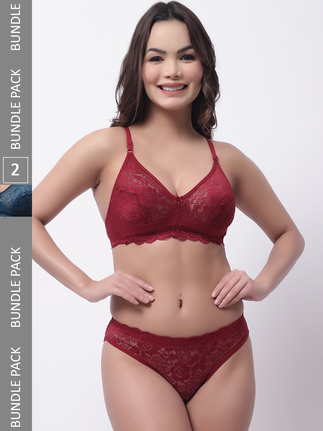 

GRACIT Pack Of 2 Self Design Lingerie Set LST13-14-38-30, Maroon
