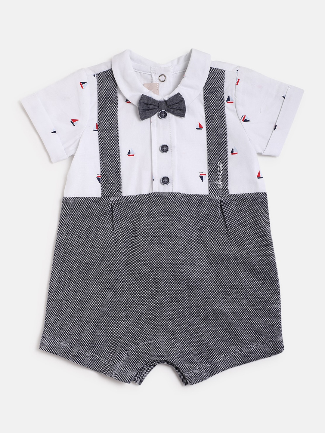 

Chicco Infants Boys Short Sleeve Cotton Romper, Grey