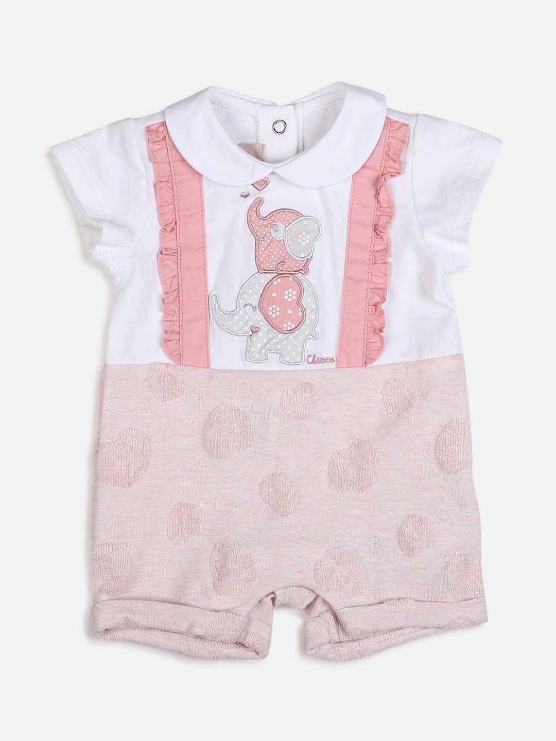 

Chicco Infants Girls Self Designed & Embroidered Pure Cotton Romper, Pink