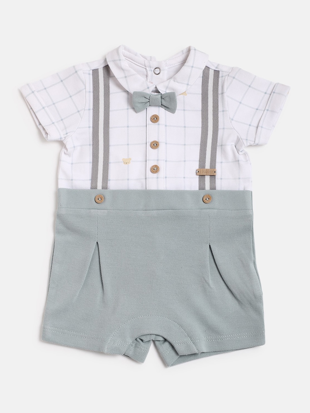

Chicco Boys Checked Pure Cotton Romper, White