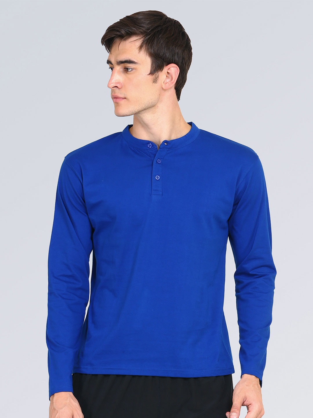 

appulse Henley Neck Cotton T-shirt, Blue