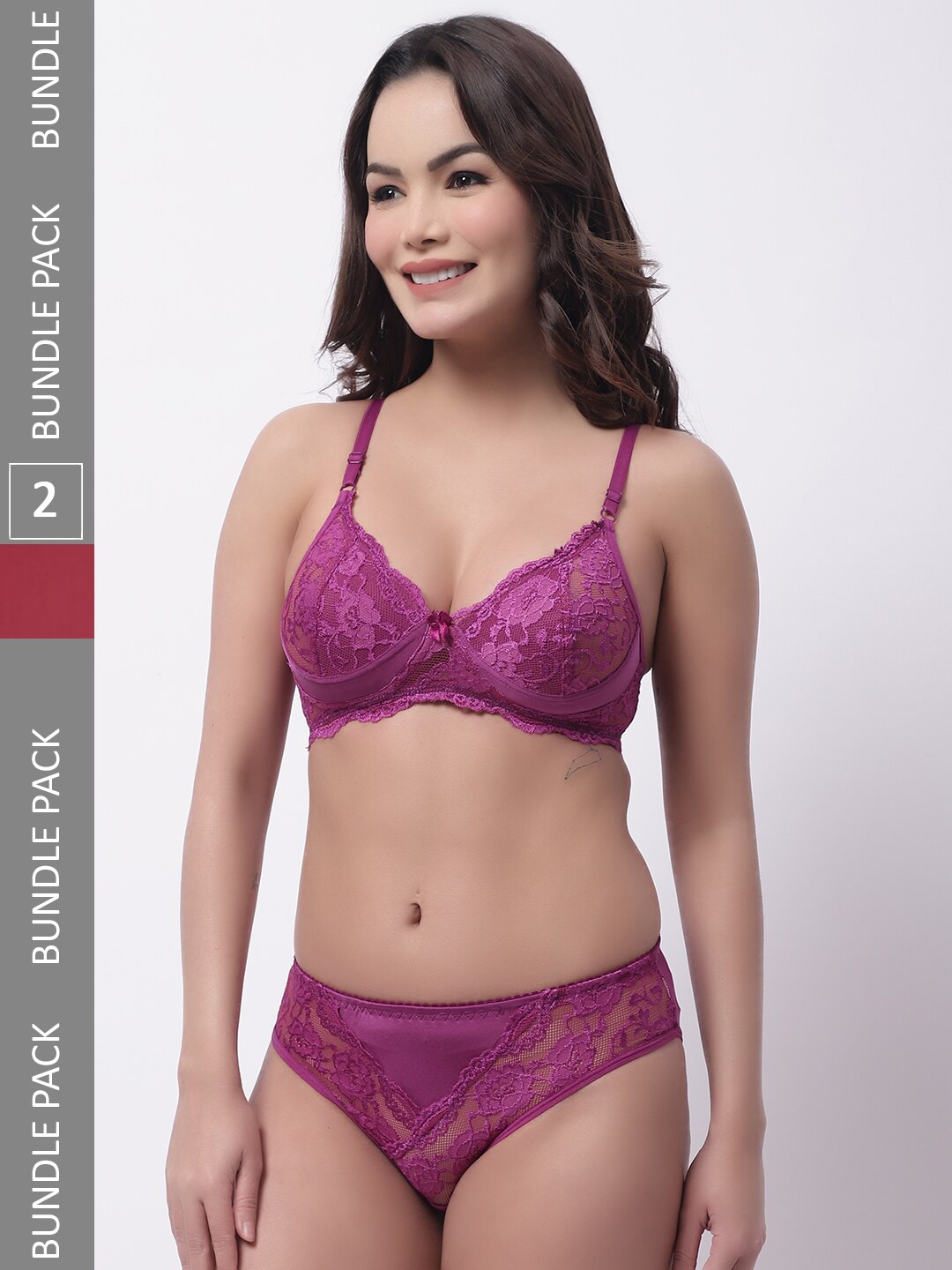 

Jinfo Pack Of 2 Self Design Lingerie Set JI-LST12-15-16-30, Orange