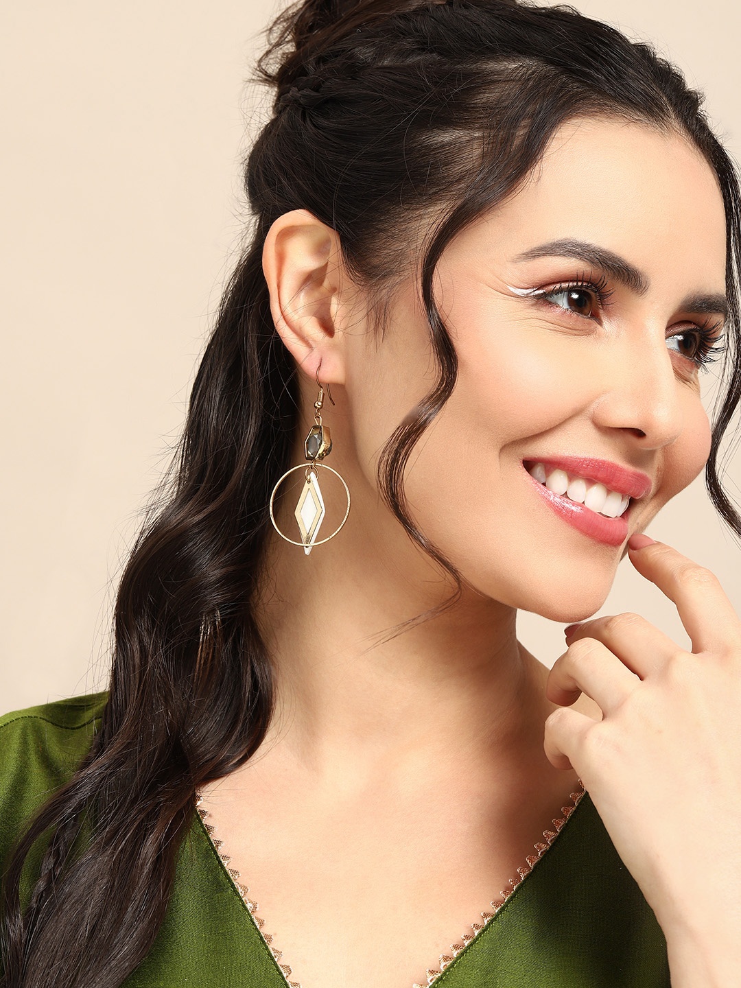 Sangria Contemporary Drop Earrings, Gold