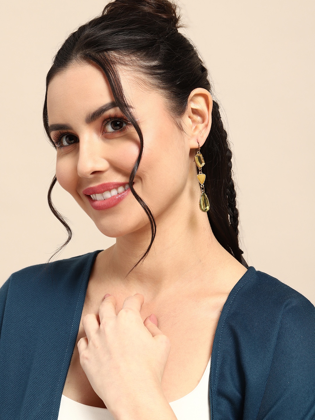 Sangria Teardrop Shaped Drop Earrings, Yellow