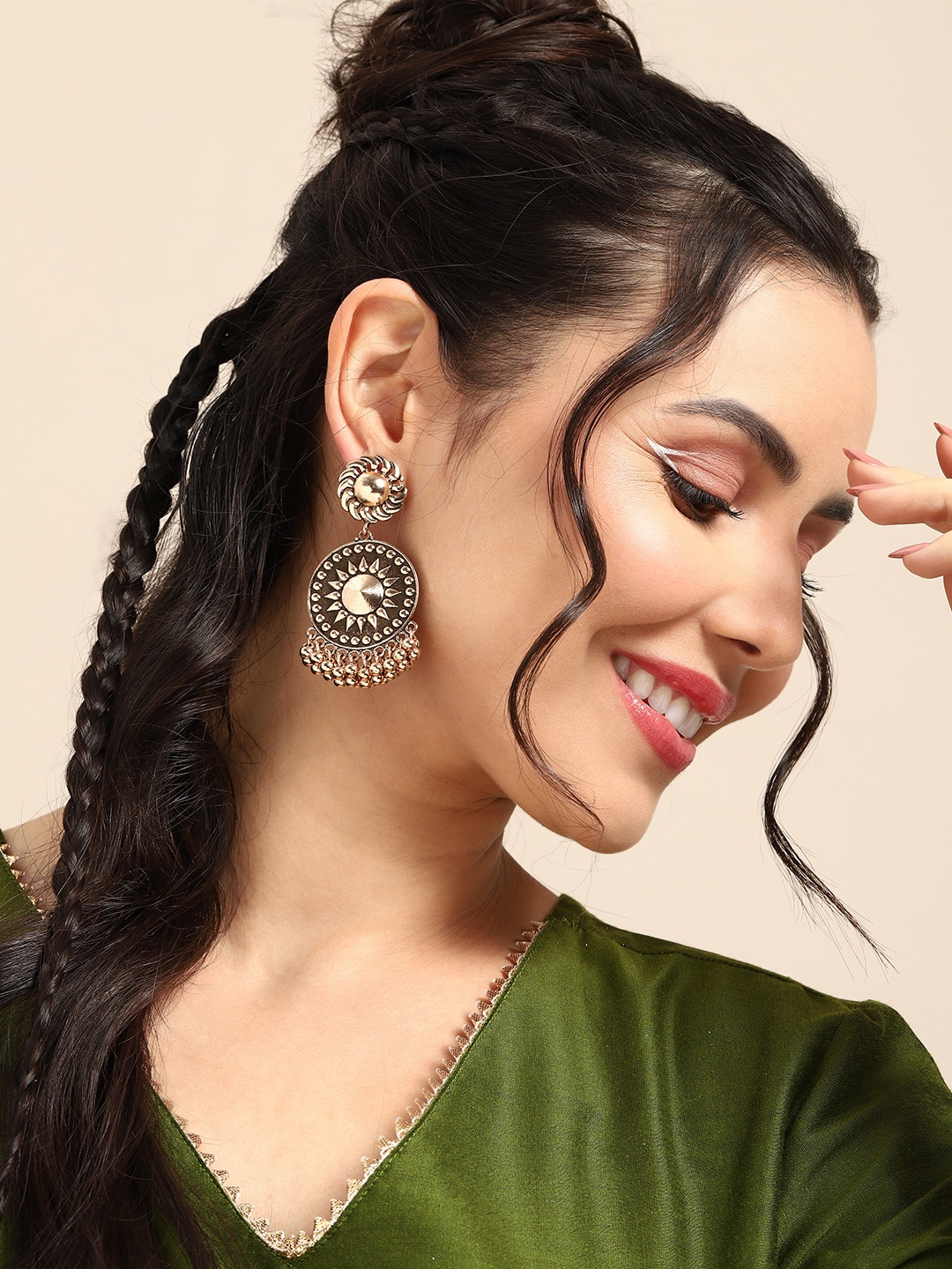 Sangria Circular Drop Earrings, Gold