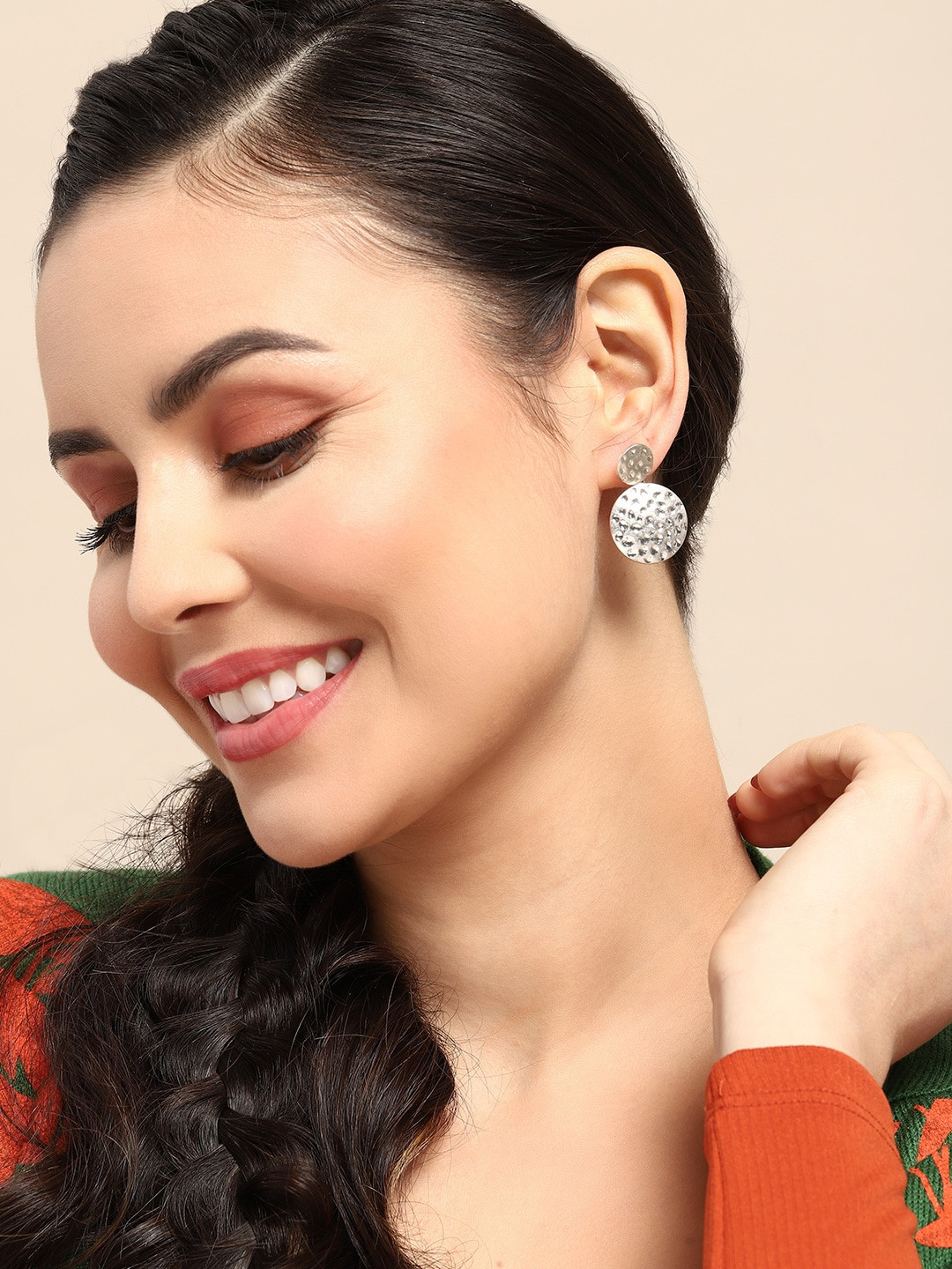 

Sangria Circular Drop Earrings, Silver