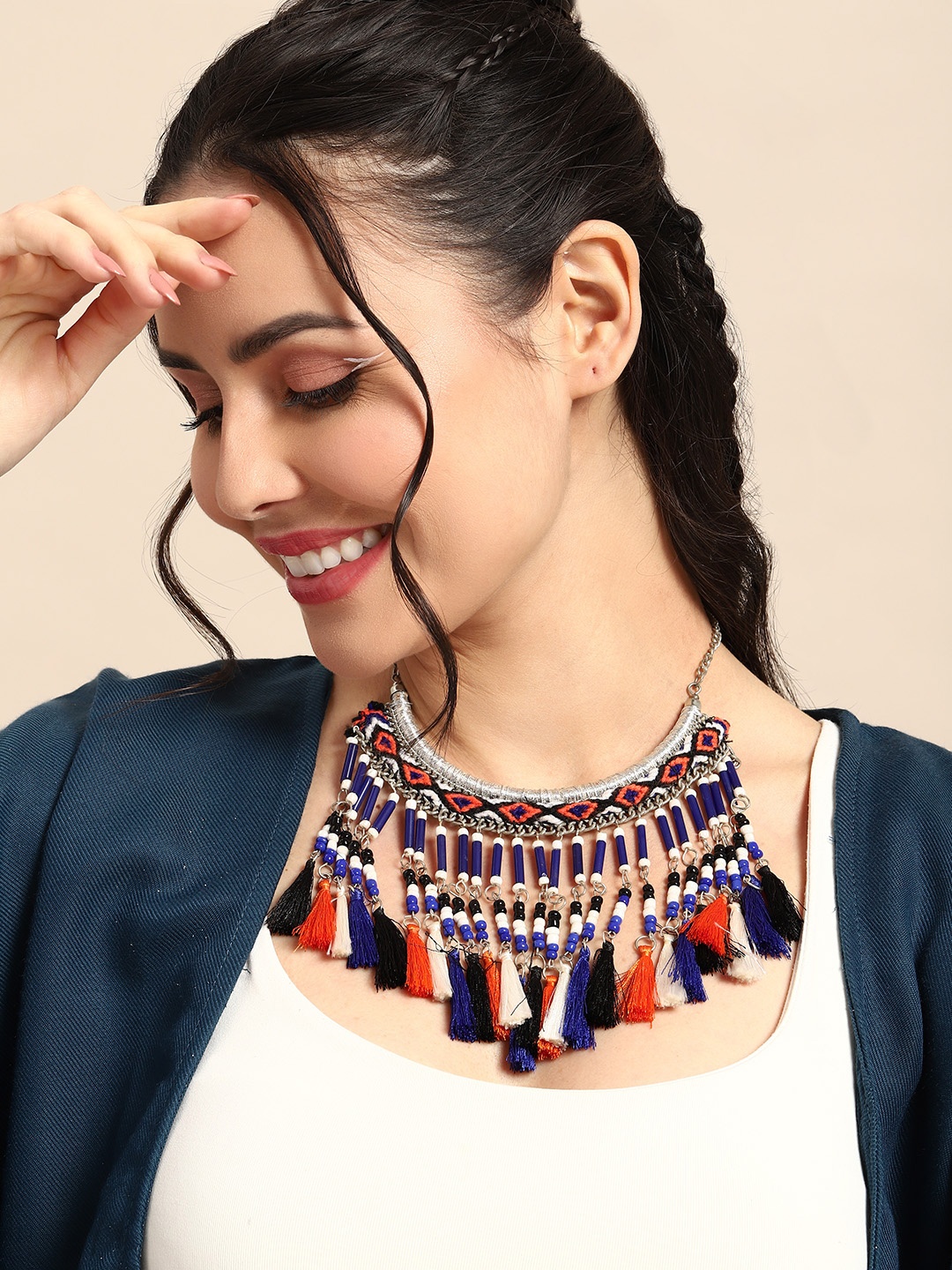 

Sangria Tasselled Necklace, Blue