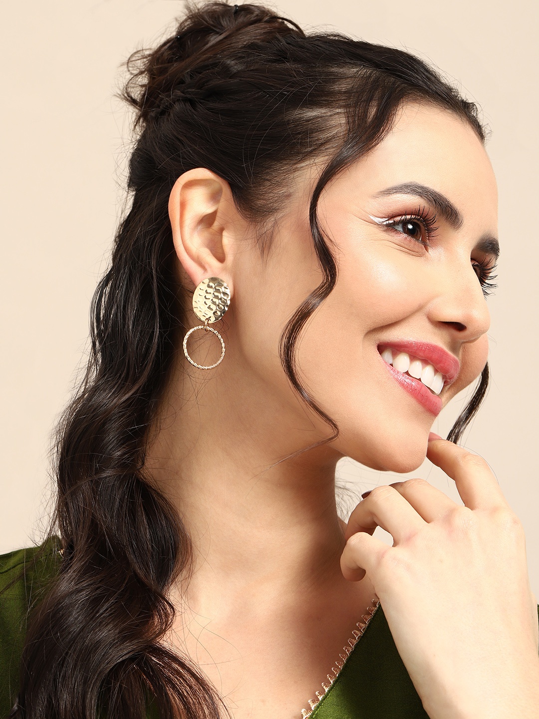 

Sangria Oval & Circular Drop Earrings, Gold