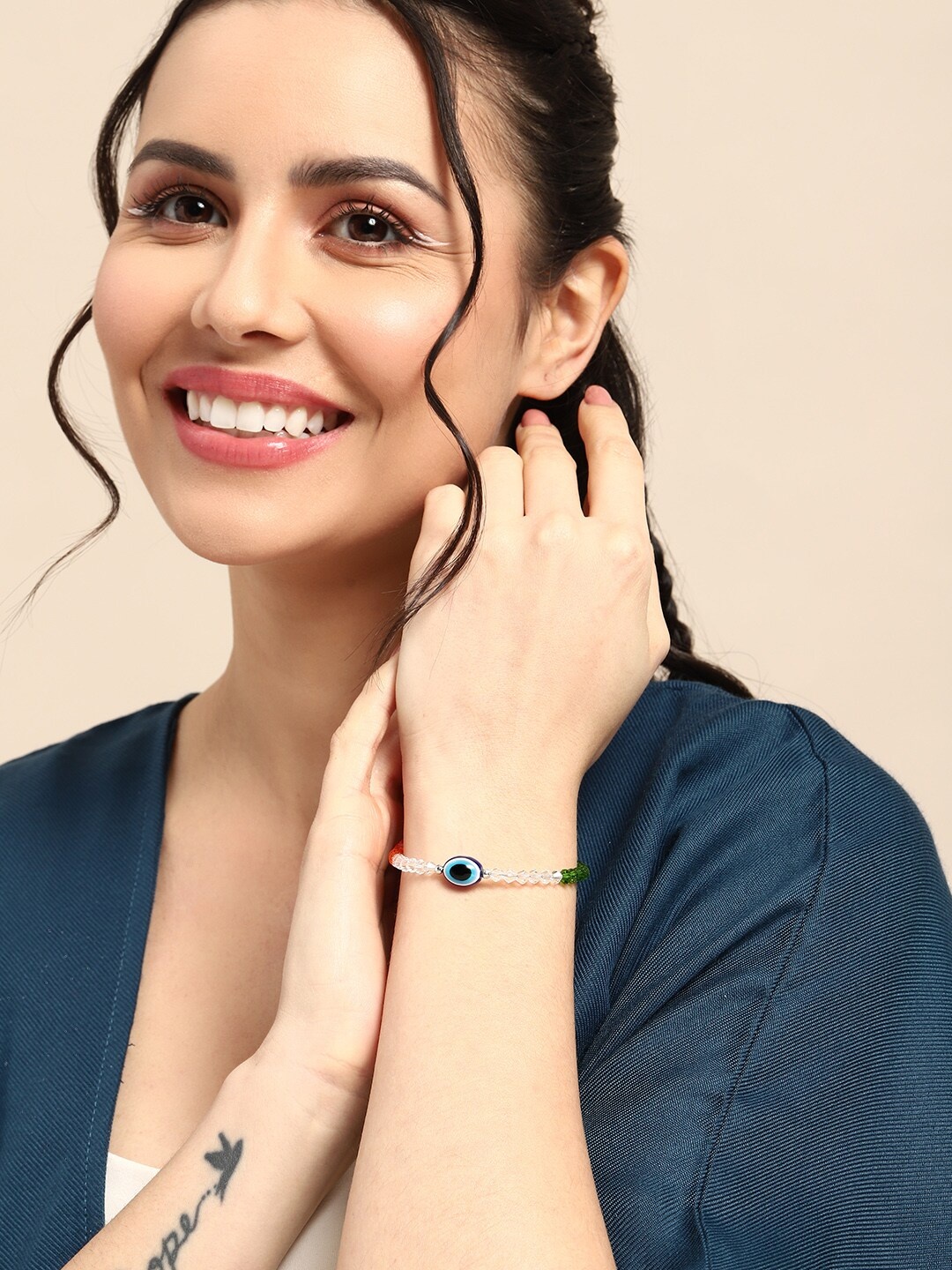 

Sangria Women Evil Eye Charm Bracelet, Green