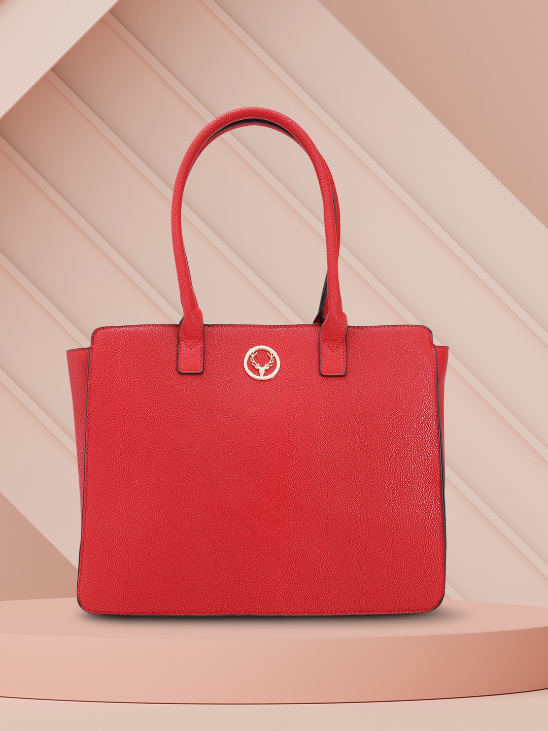 

Allen Solly Textured PU Structured Laptop Shoulder Bag, Red