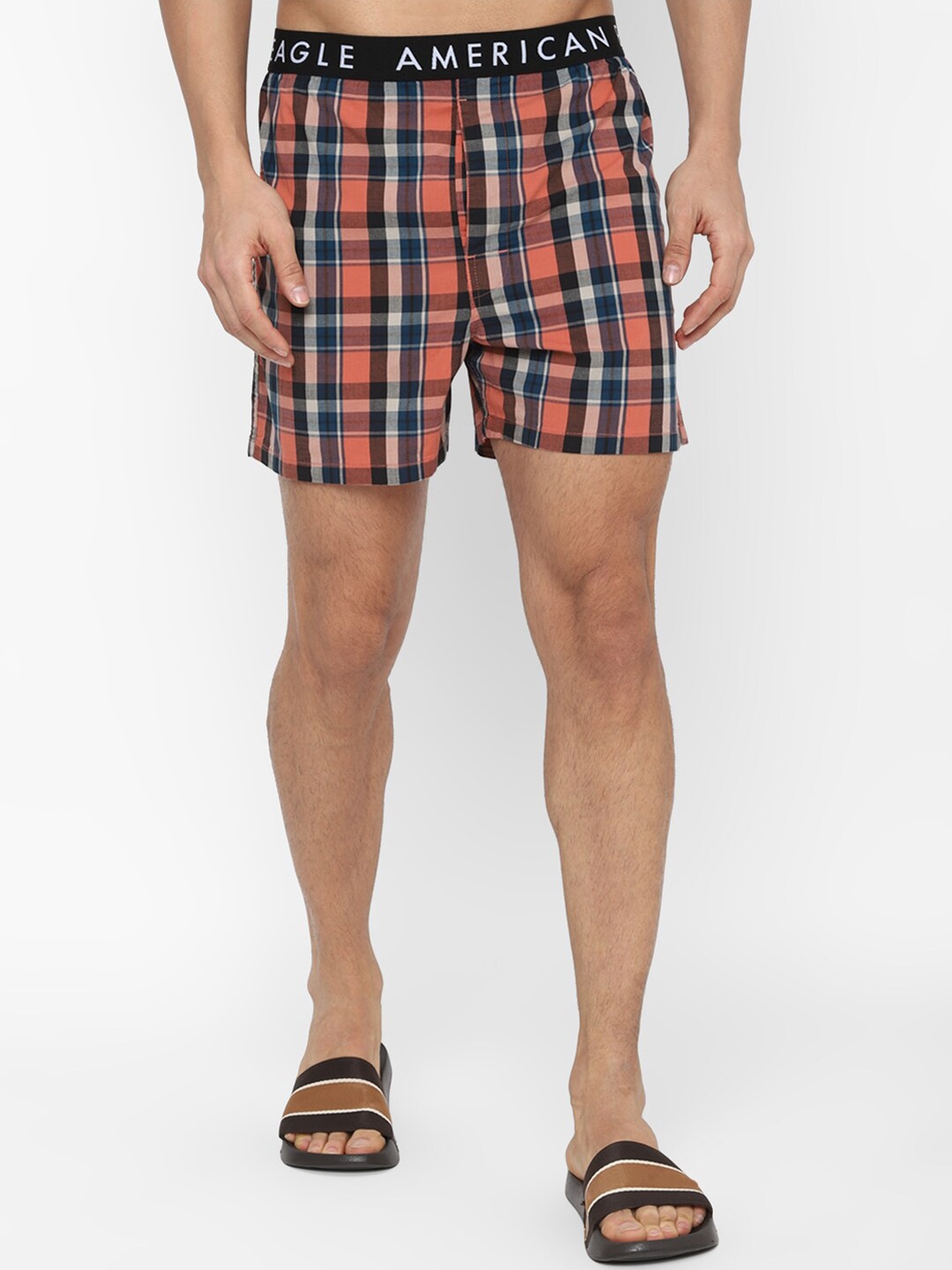

AMERICAN EAGLE OUTFITTERS Checked Cotton Boxer, Red