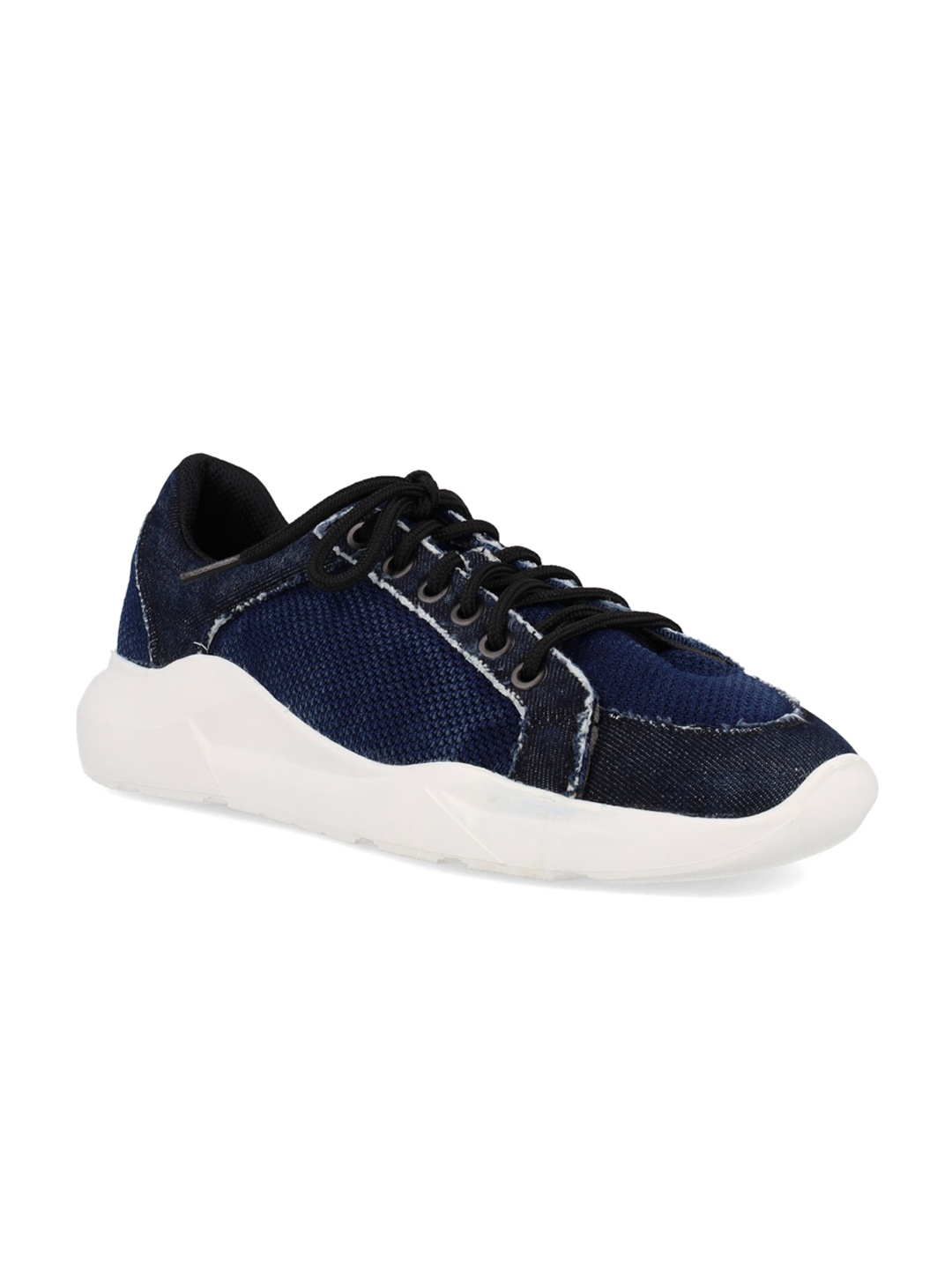 

FREESOUL Unisex Woven Design Contrast Sole Sneakers, Navy blue