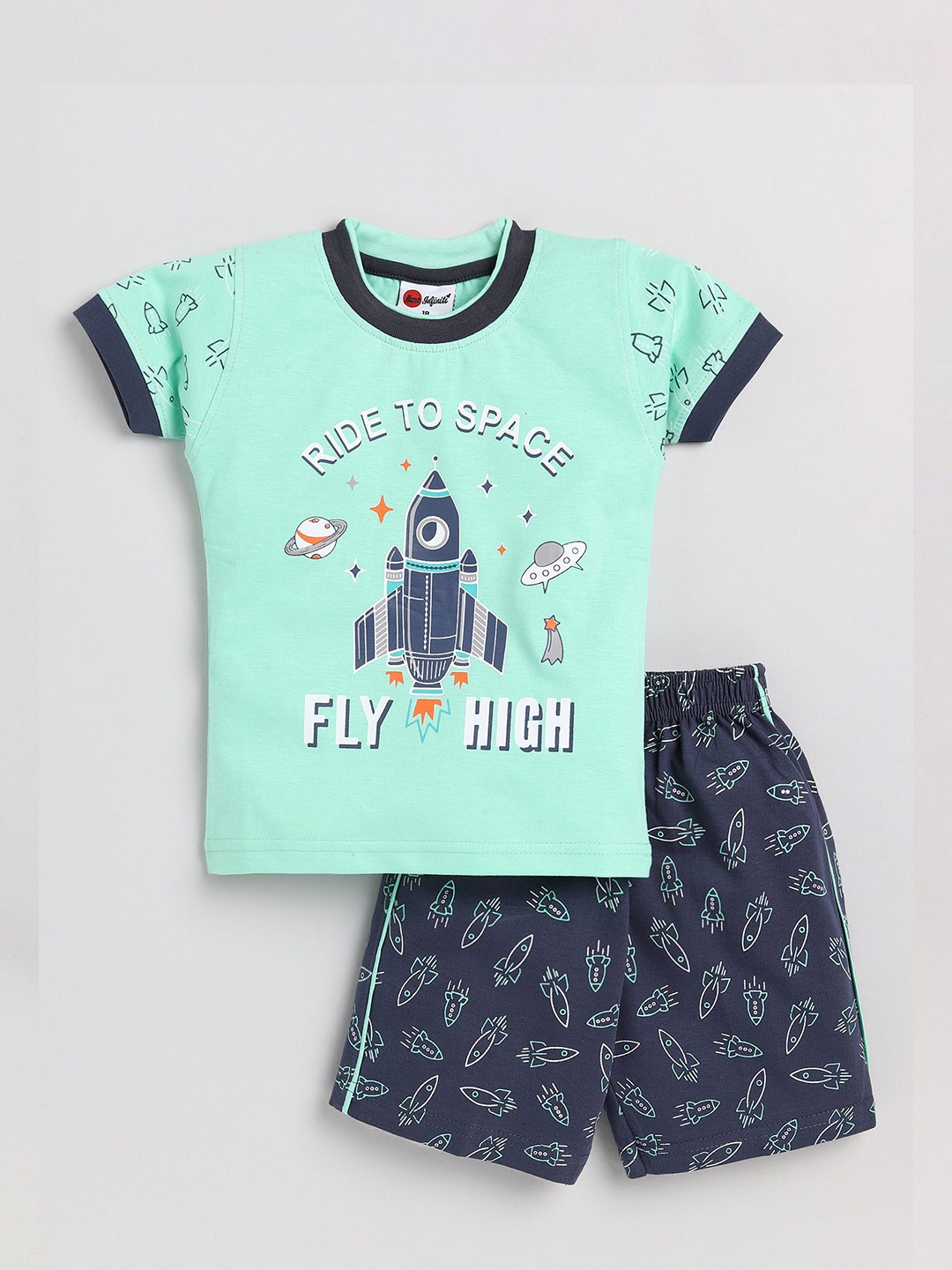 

Mars Infiniti Boys Printed T-shirt with Shorts, Sea green