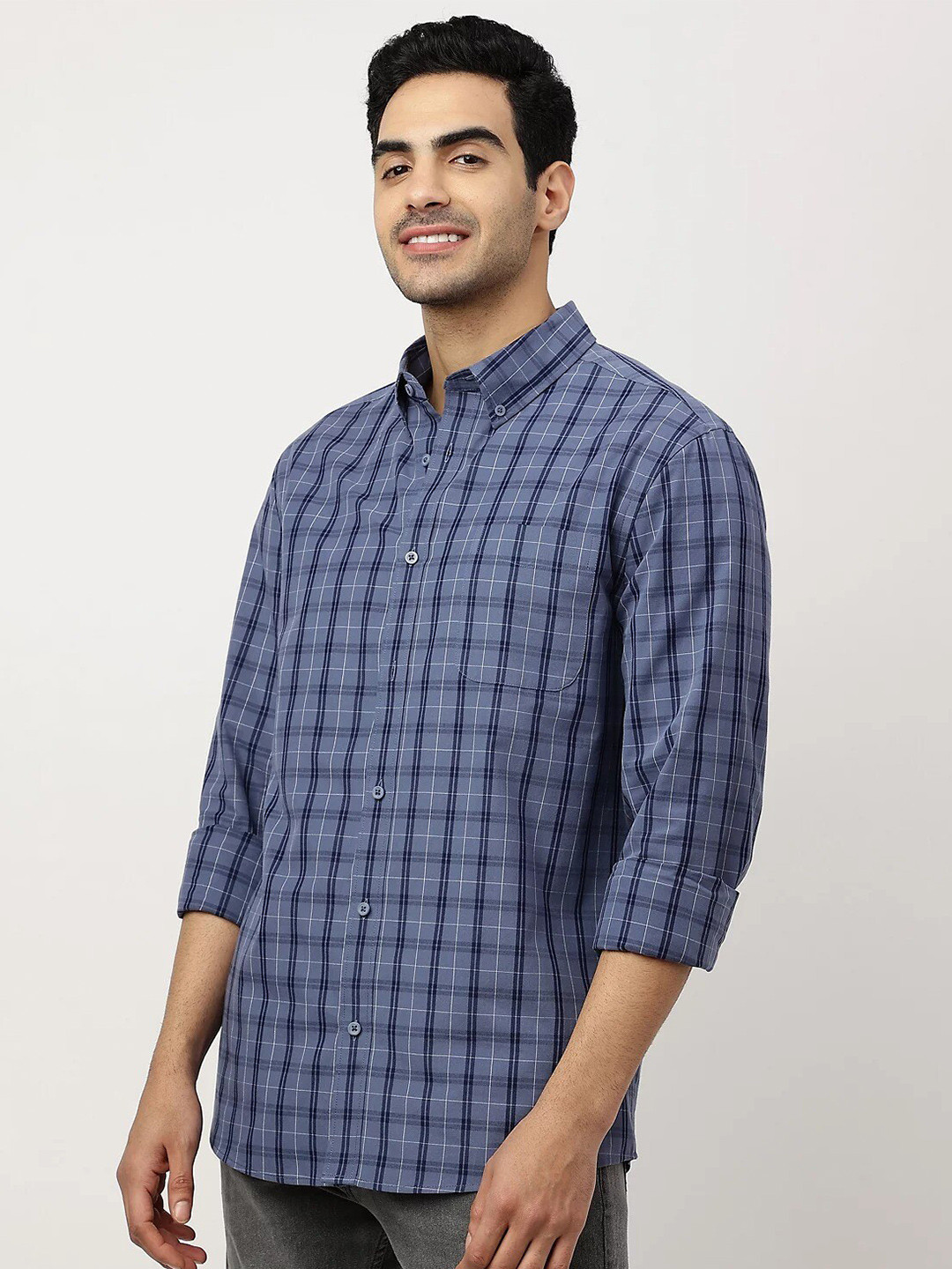 

Marks & Spencer Checked Casual Pure Cotton Shirt, Blue
