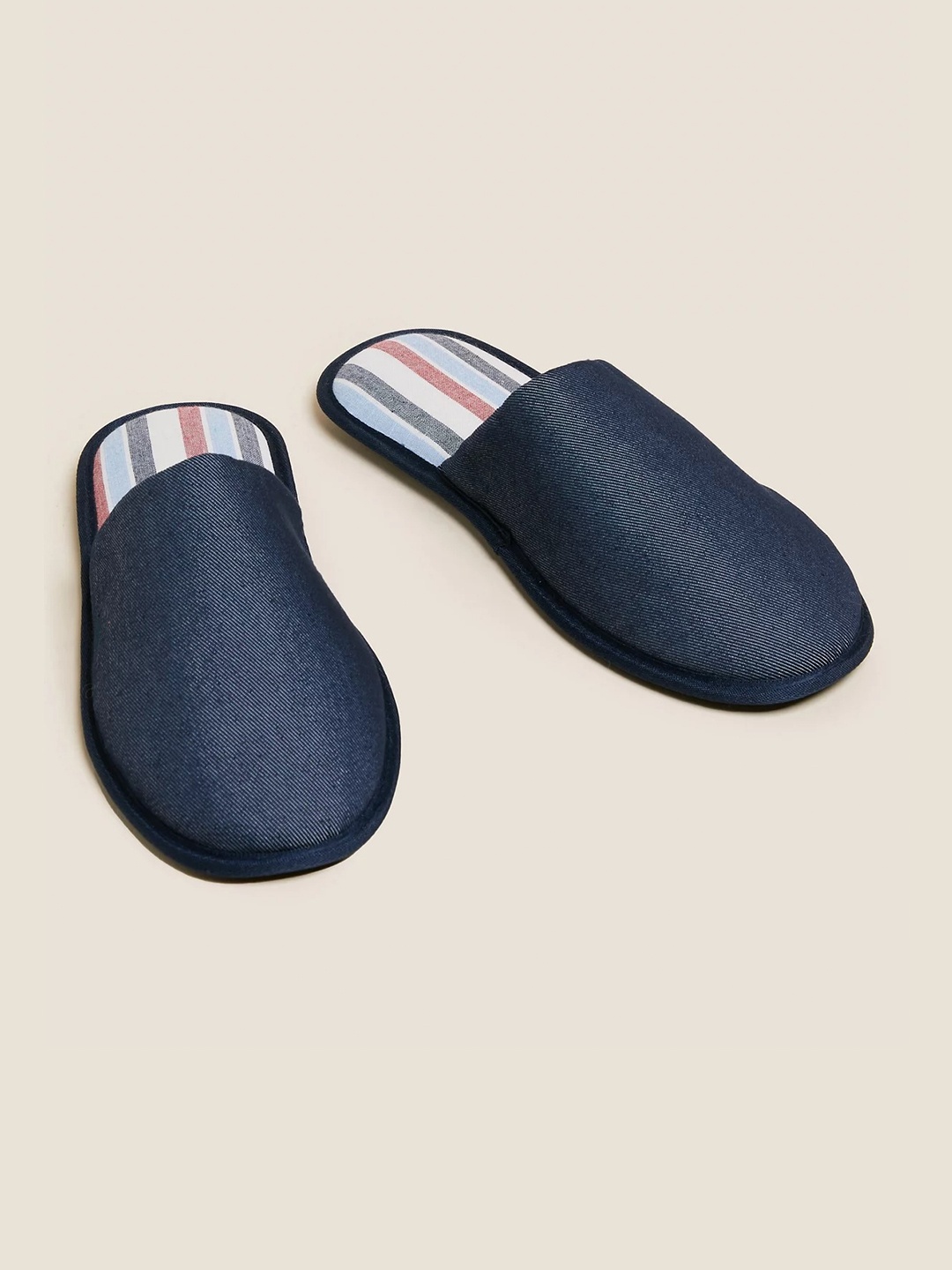 

Marks & Spencer Men Striped Fabric Room Slippers, Navy blue