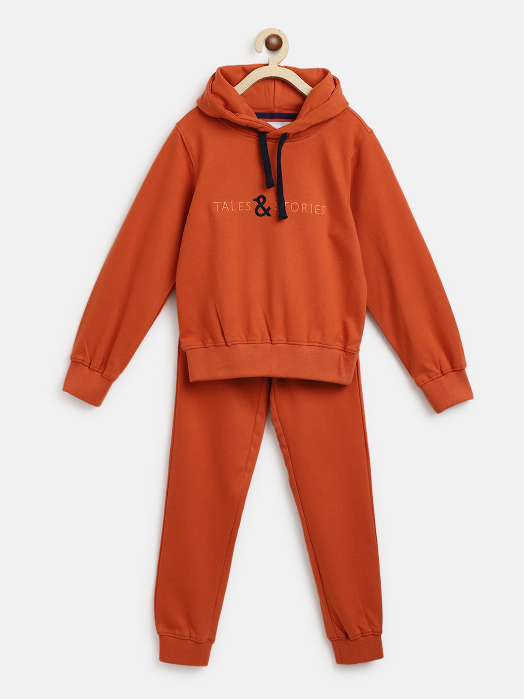 

TALES & STORIES Kids Brand Logo Printed Night Suit, Rust