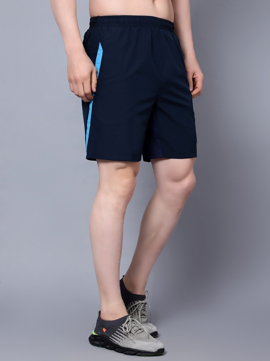 

Shiv Naresh Men Mid-Rise Rapid-Dry Training or Gym Sports Shorts, Navy blue