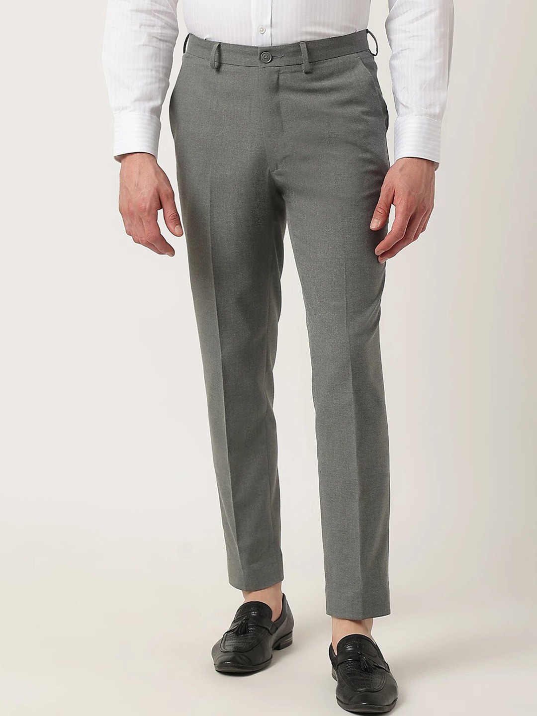

Marks & Spencer Men Slim Fit Formal Trousers, Grey