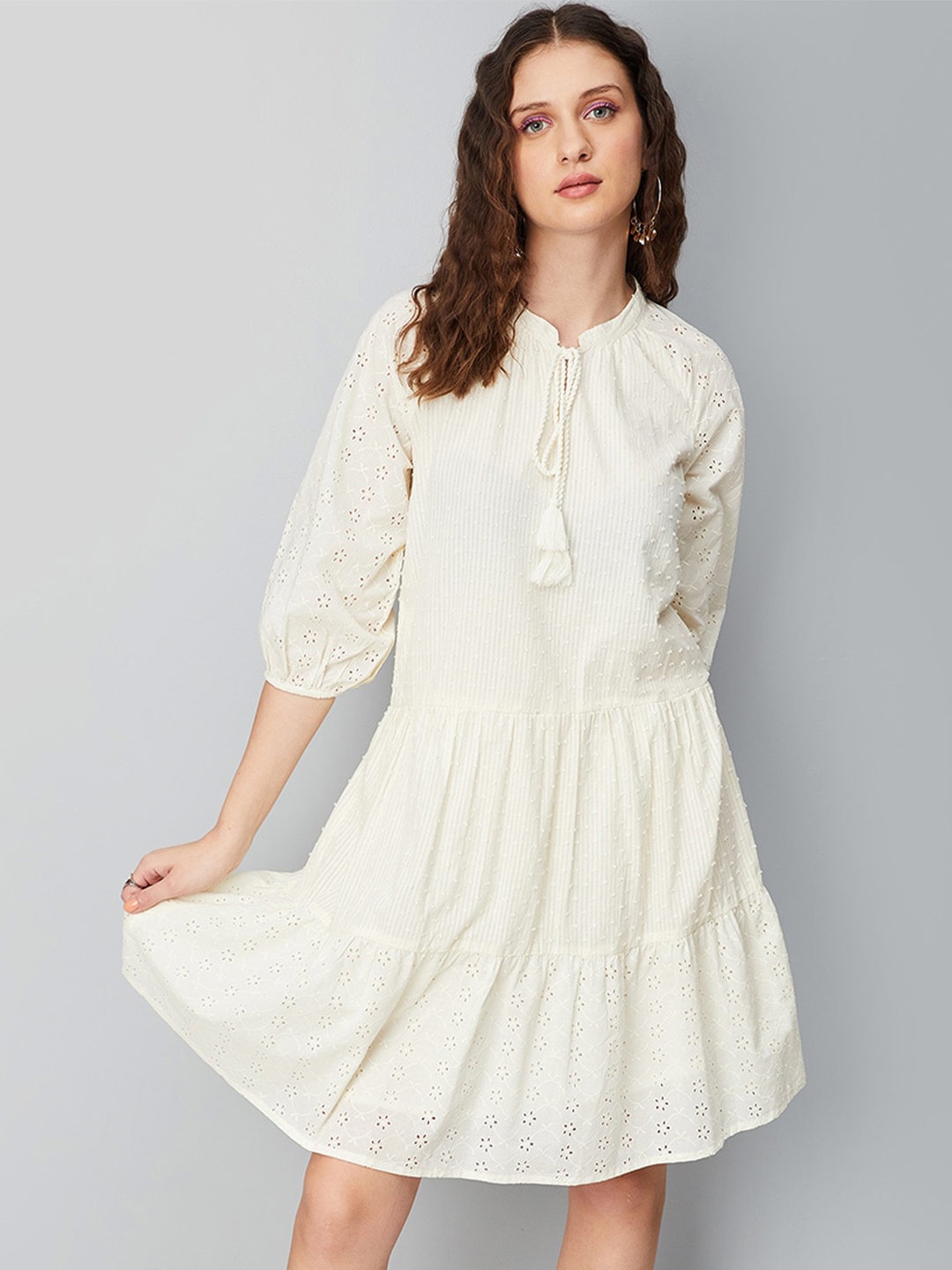 

max Off White Tie-Up Neck A-Line Dress