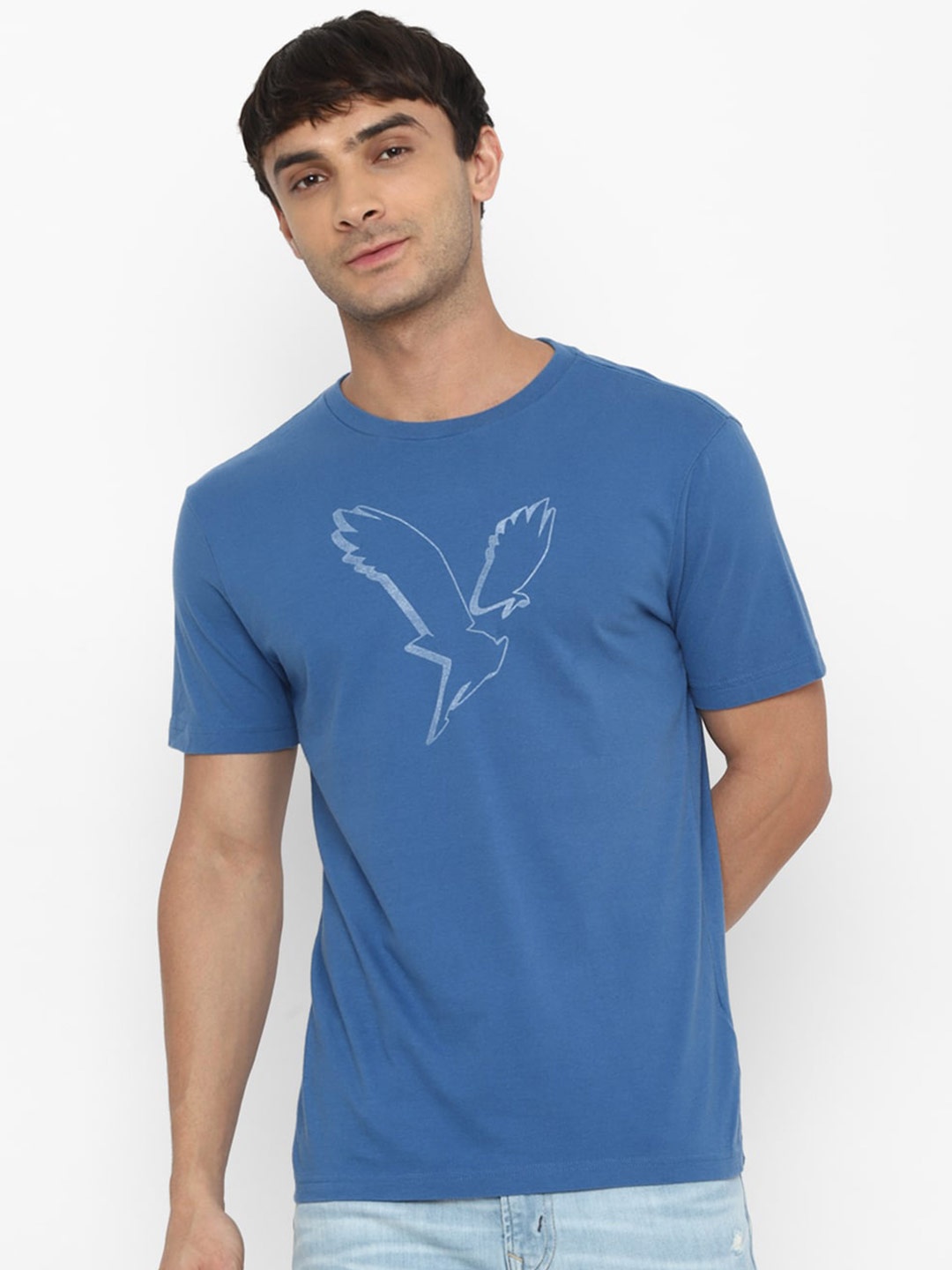 

AMERICAN EAGLE OUTFITTERS Graphic Printed Cotton T-shirt, Blue