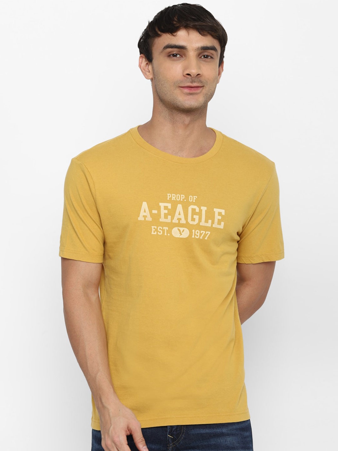 

AMERICAN EAGLE OUTFITTERS Typography Printed Pure Cotton T-shirt, Yellow