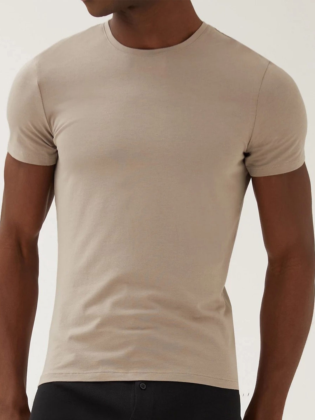

Marks & Spencer Round Neck Slim Fit T-shirt, Beige