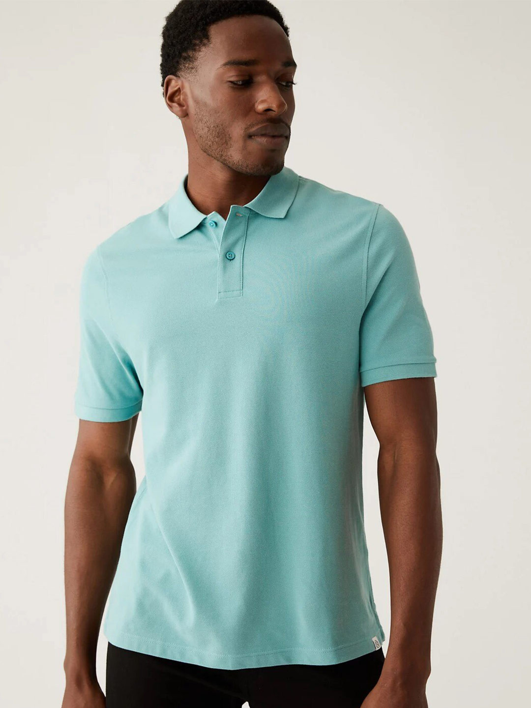 

Marks & Spencer Polo Collar Pure Cotton T-shirt, Blue