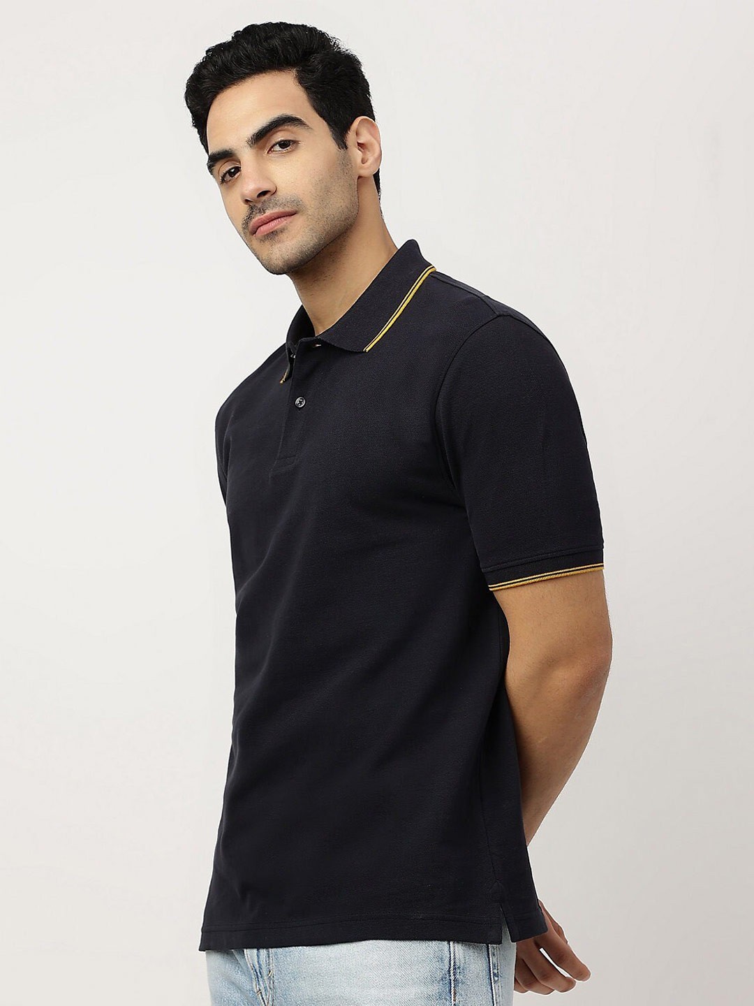 

Marks & Spencer Polo Collar Cotton T-shirt, Navy blue