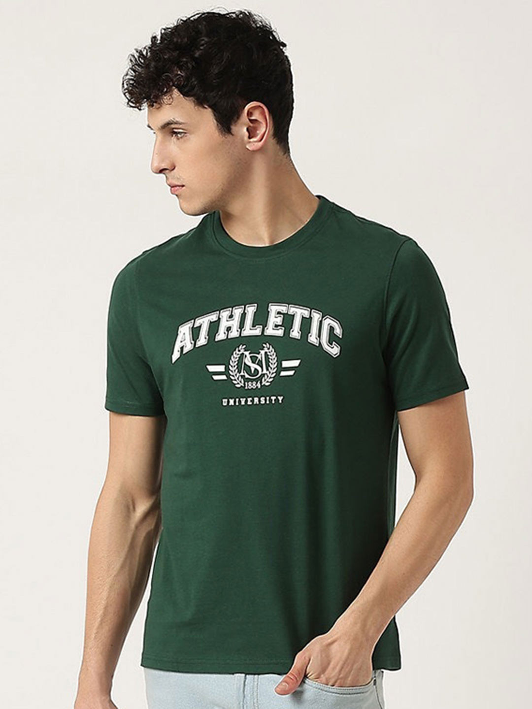 

Marks & Spencer Typography Printed Pure Cotton T-shirt, Green