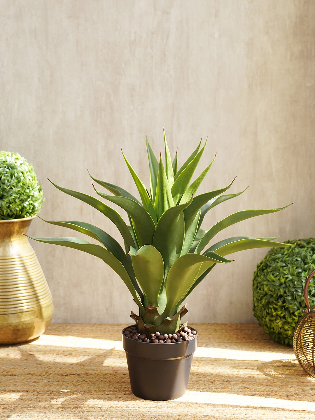 

Pure Home and Living Green Artificial Faux Agave Potted Plant