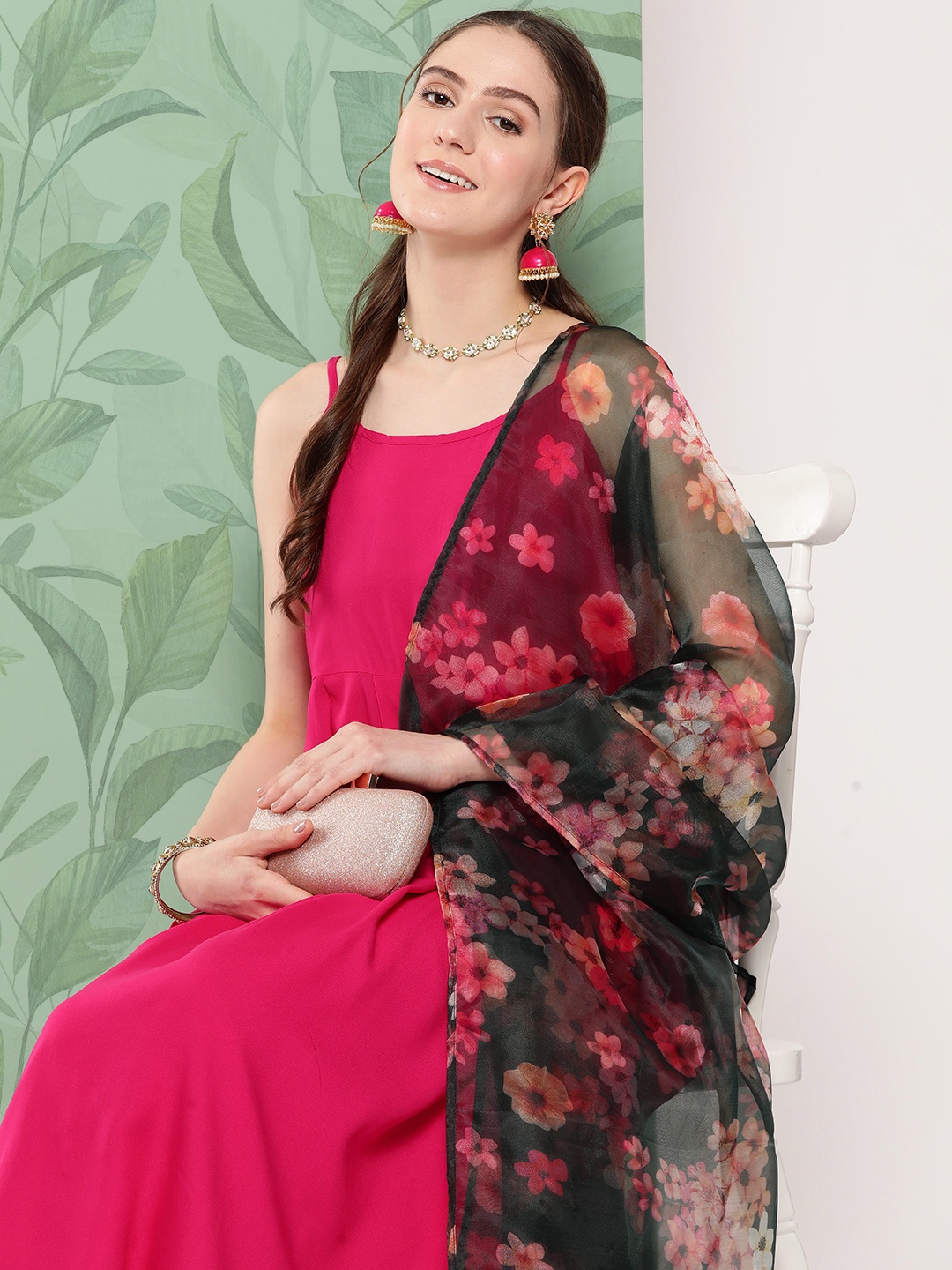 

InWeave Kurta With Palazzos & Dupatta, Fuchsia