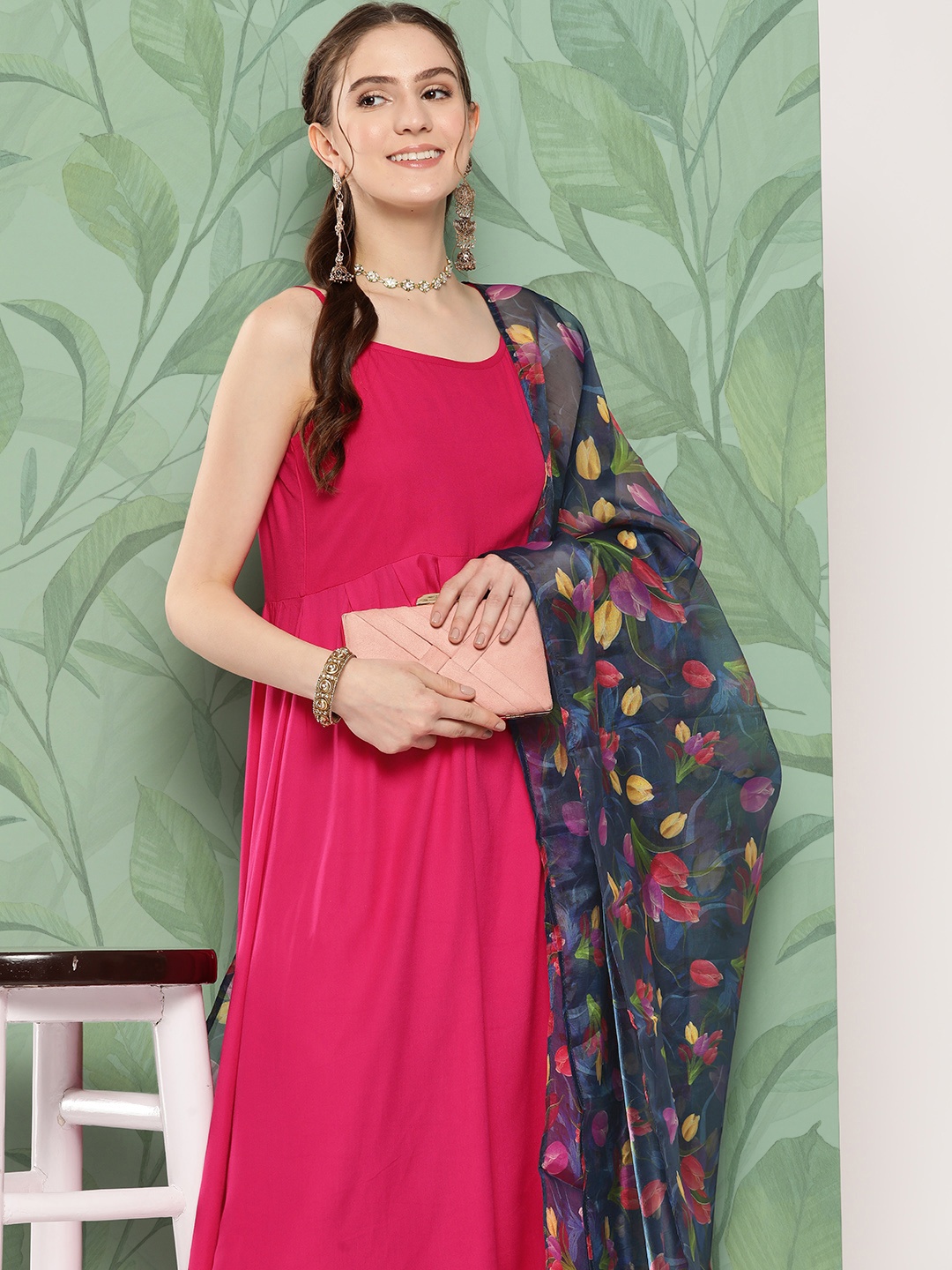 

InWeave Kurta With Palazzos & Dupatta, Fuchsia