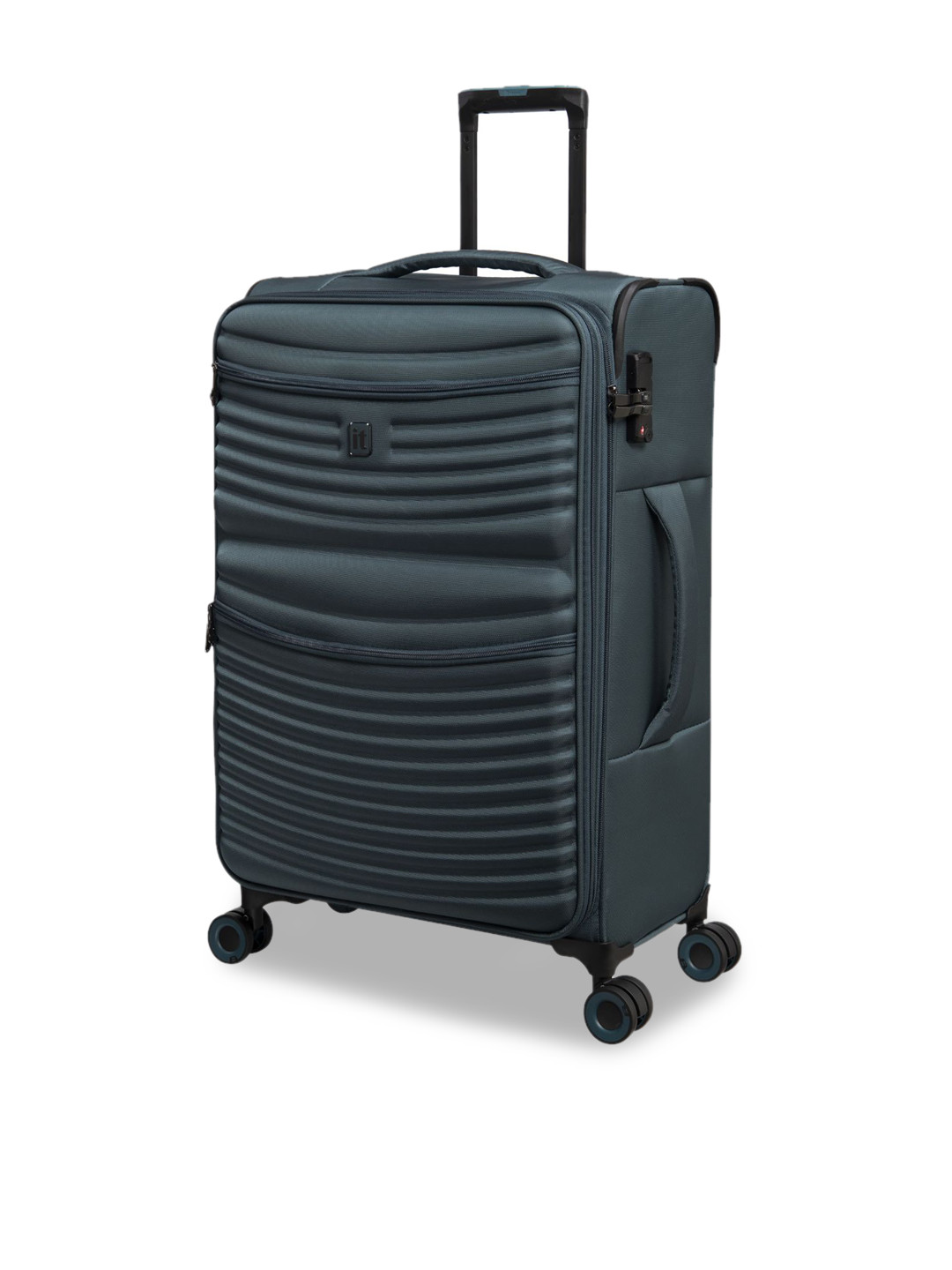

IT luggage Textured Soft-Sided Large Trolley Bag, Blue