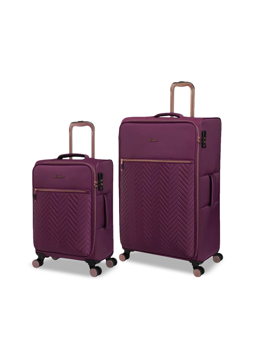 

IT luggage Set Of 2 Textured Soft-Sided Trolley Suitcases, Purple