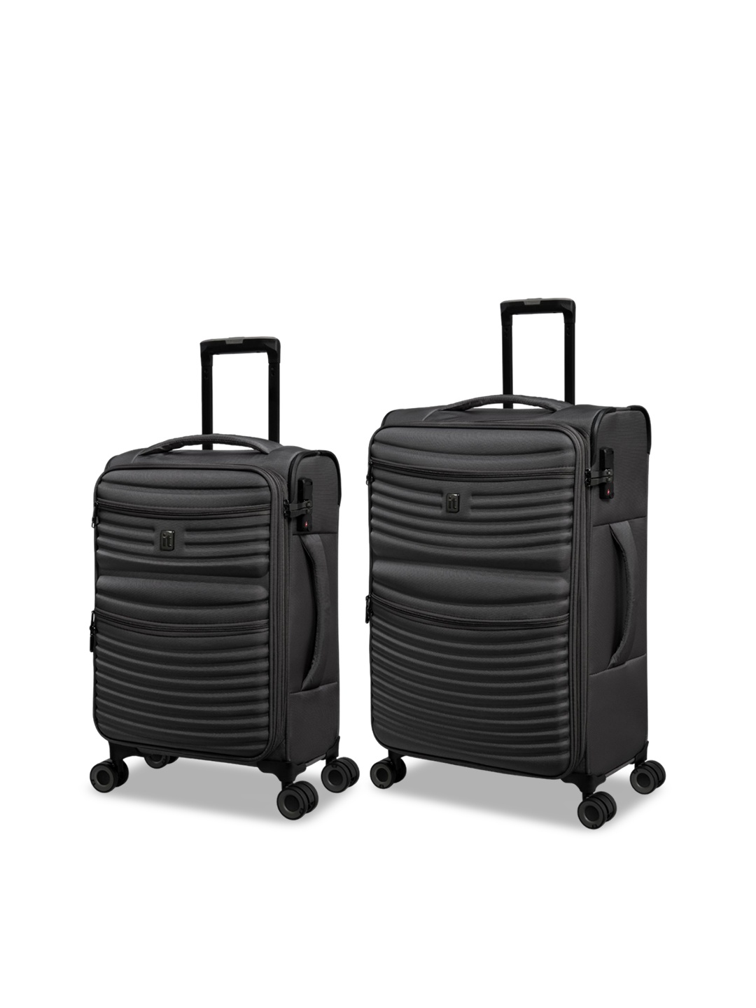 

IT luggage Set Of 2 Textured Hard-Sided Trolley Suitcases, Grey