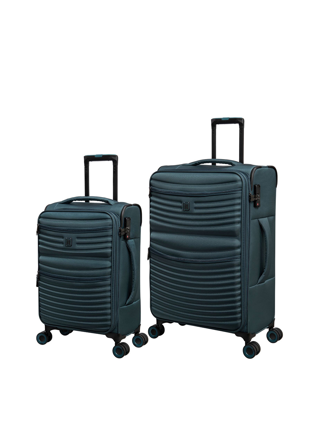 

IT luggage Set Of 2 Textured Hard-Sided Trolley Suitcases, Blue