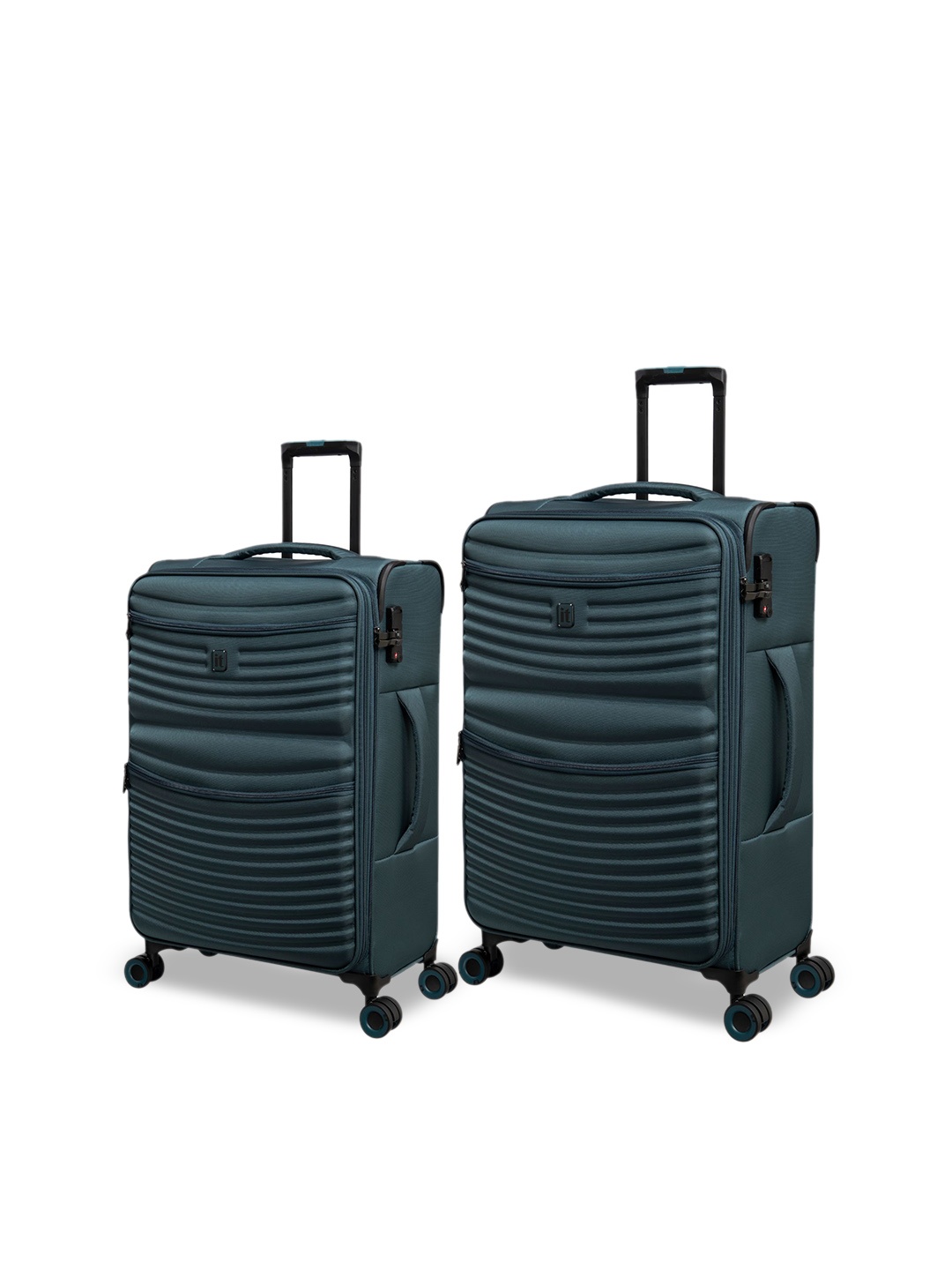 

IT luggage Set Of 2 Textured Hard-Sided Trolley Suitcases, Blue