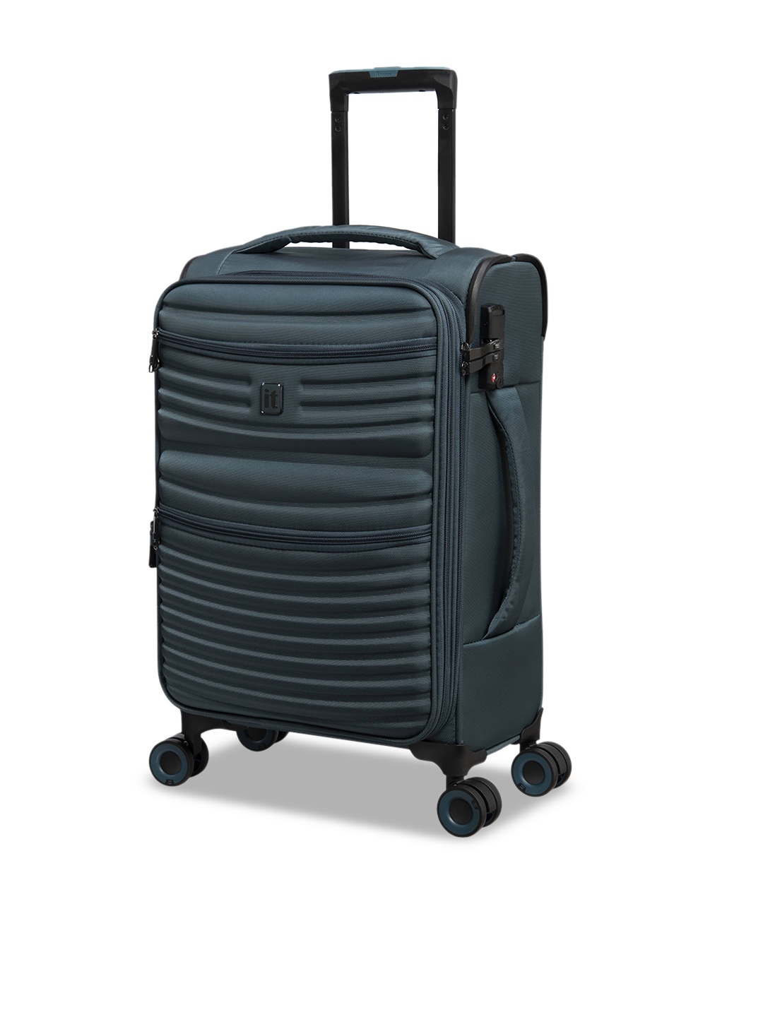 

IT luggage Textured Soft-Sided Cabin Trolley Suitcase, Blue