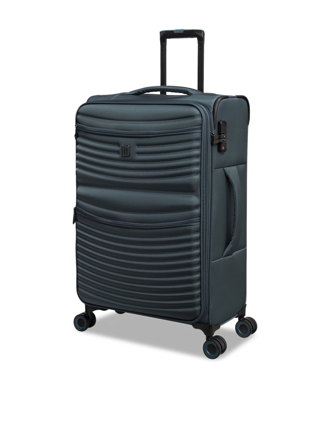 

IT luggage Textured Soft-Sided Medium Trolley Suitcase, Blue