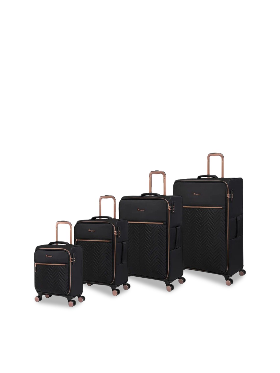 

IT luggage Set Of 4 Textured Soft-Sided Trolley Suitcases, Black