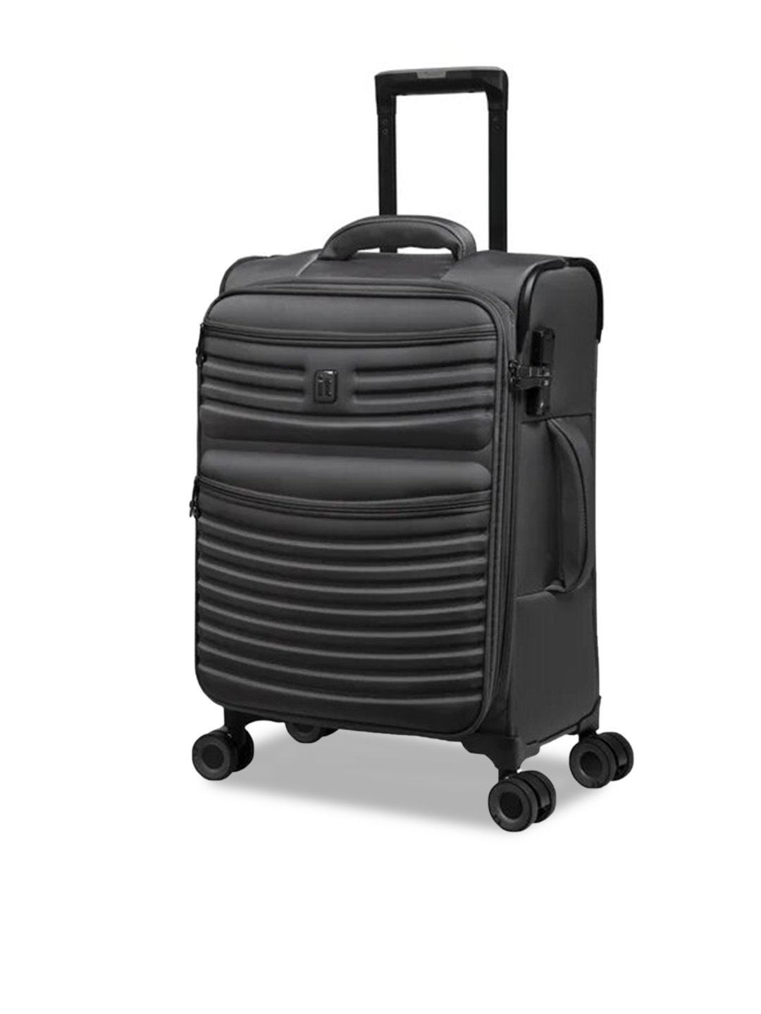 

IT luggage Textured Hard-Sided Cabin Trolley Bag, Black