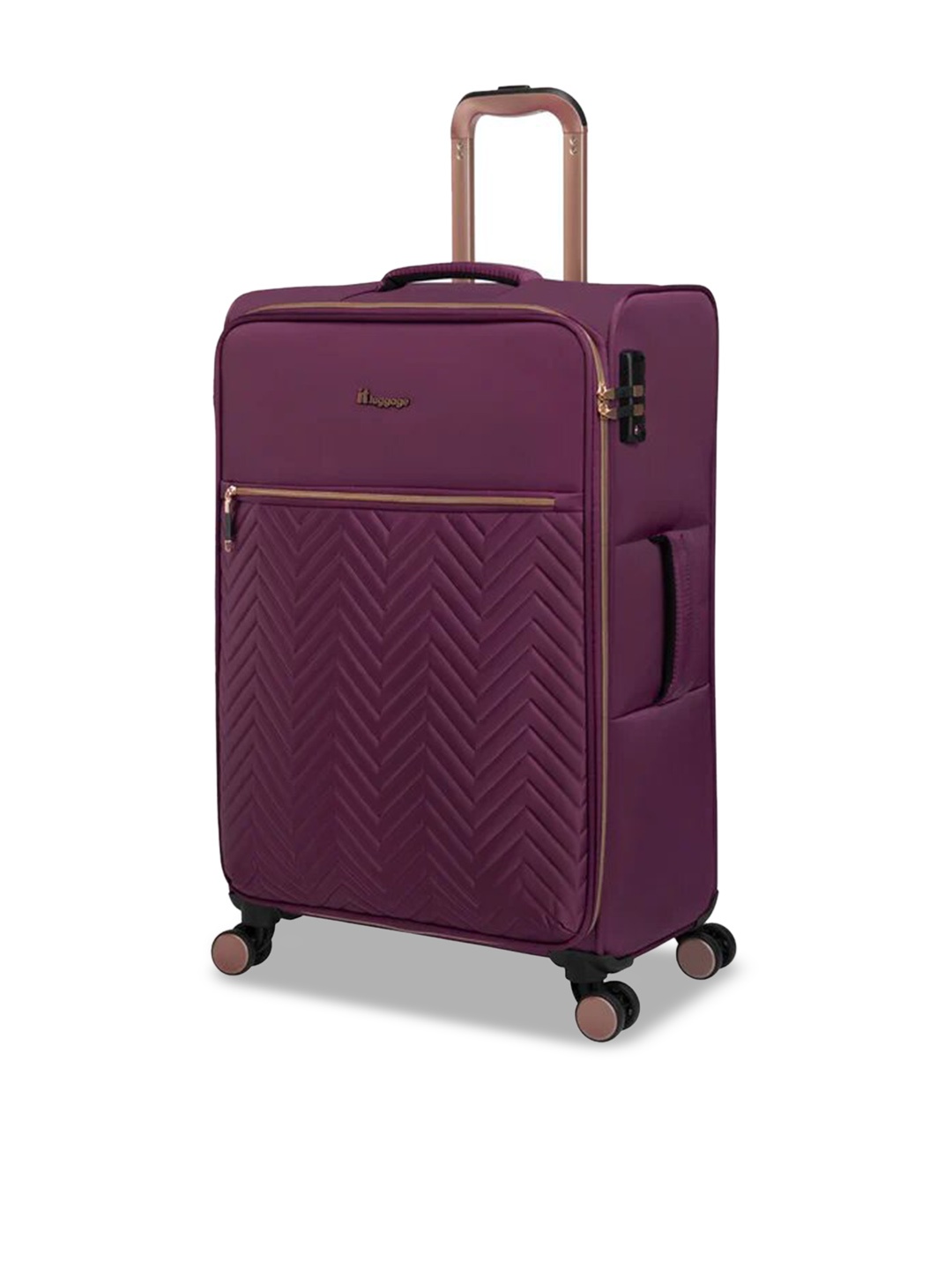 

IT luggage Textured Soft-Sided Medium Trolley Suitcase, Purple