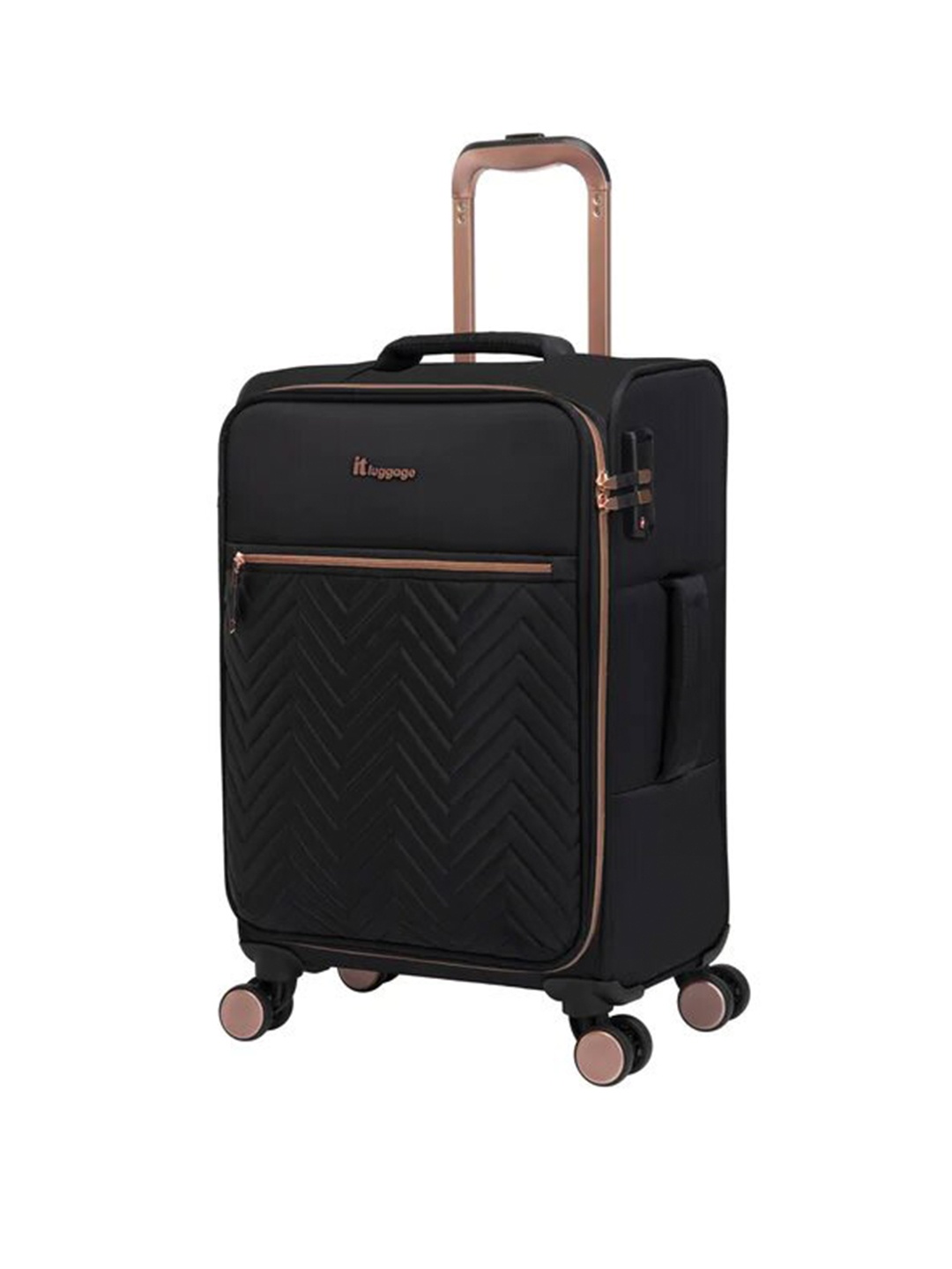 

IT luggage Textured Soft-Sided Cabin Trolley Suitcases, Black
