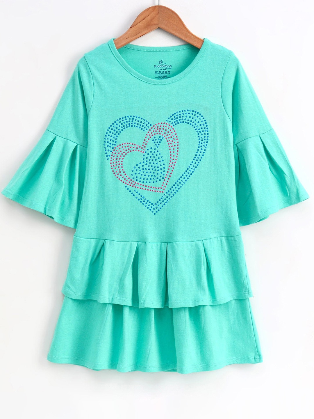 

KiddoPanti Girls Embellished A-Line Dress, Green