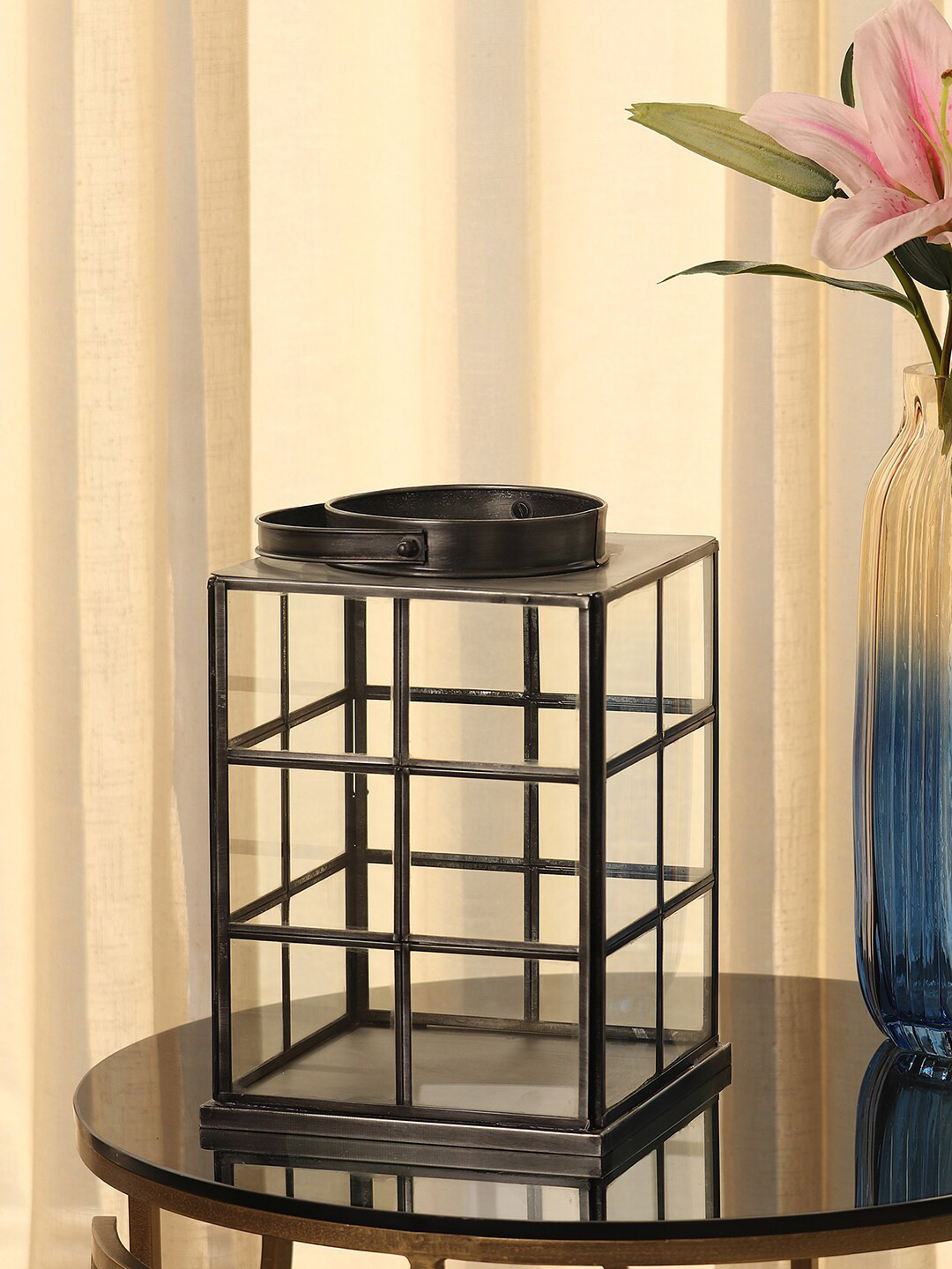 

Pure Home and Living Grey Glass Lantern Candle Holder